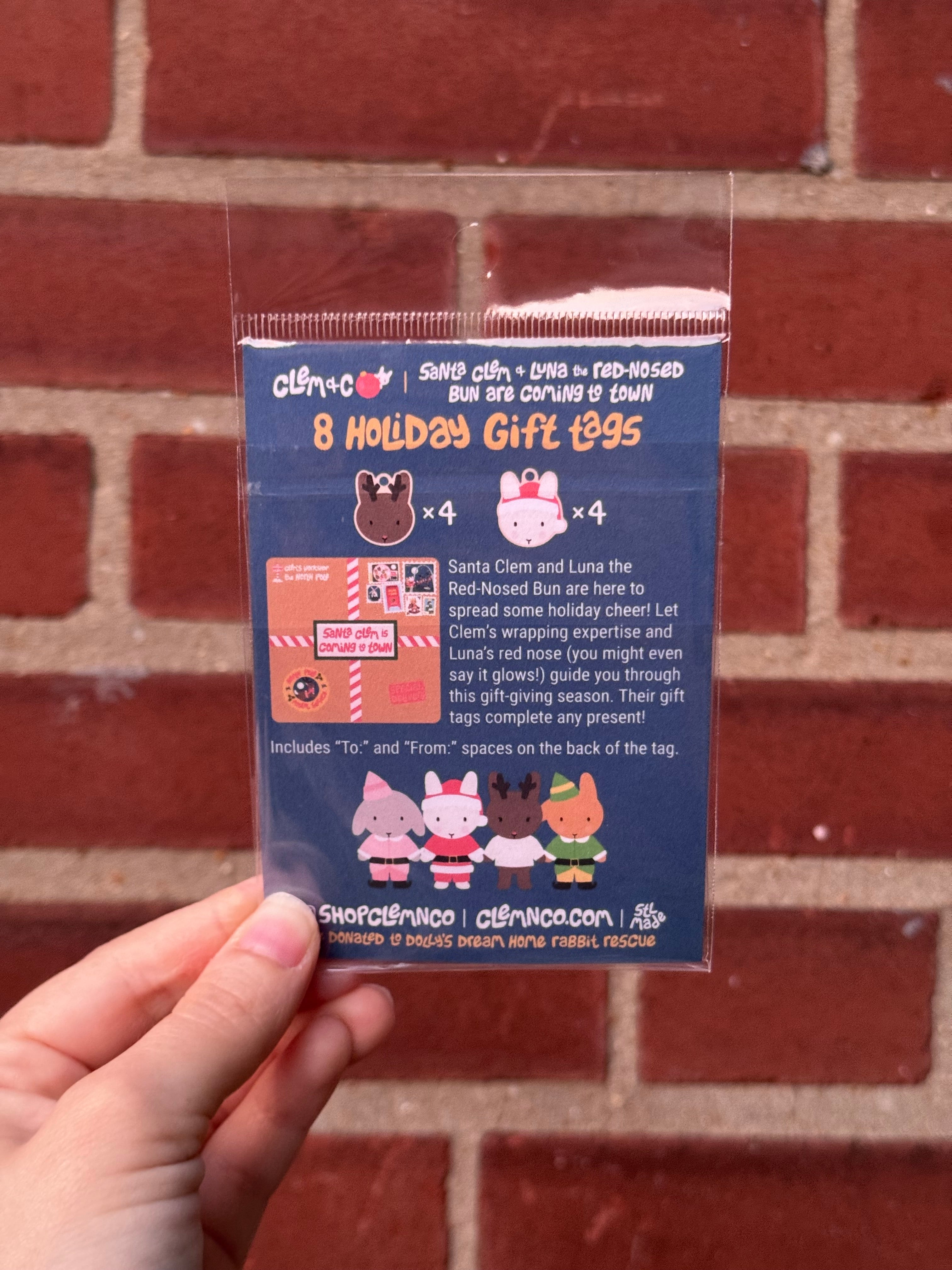 Holiday Gift Tags: Santa Clem & Luna the Red-Nosed Bun are Coming to Town