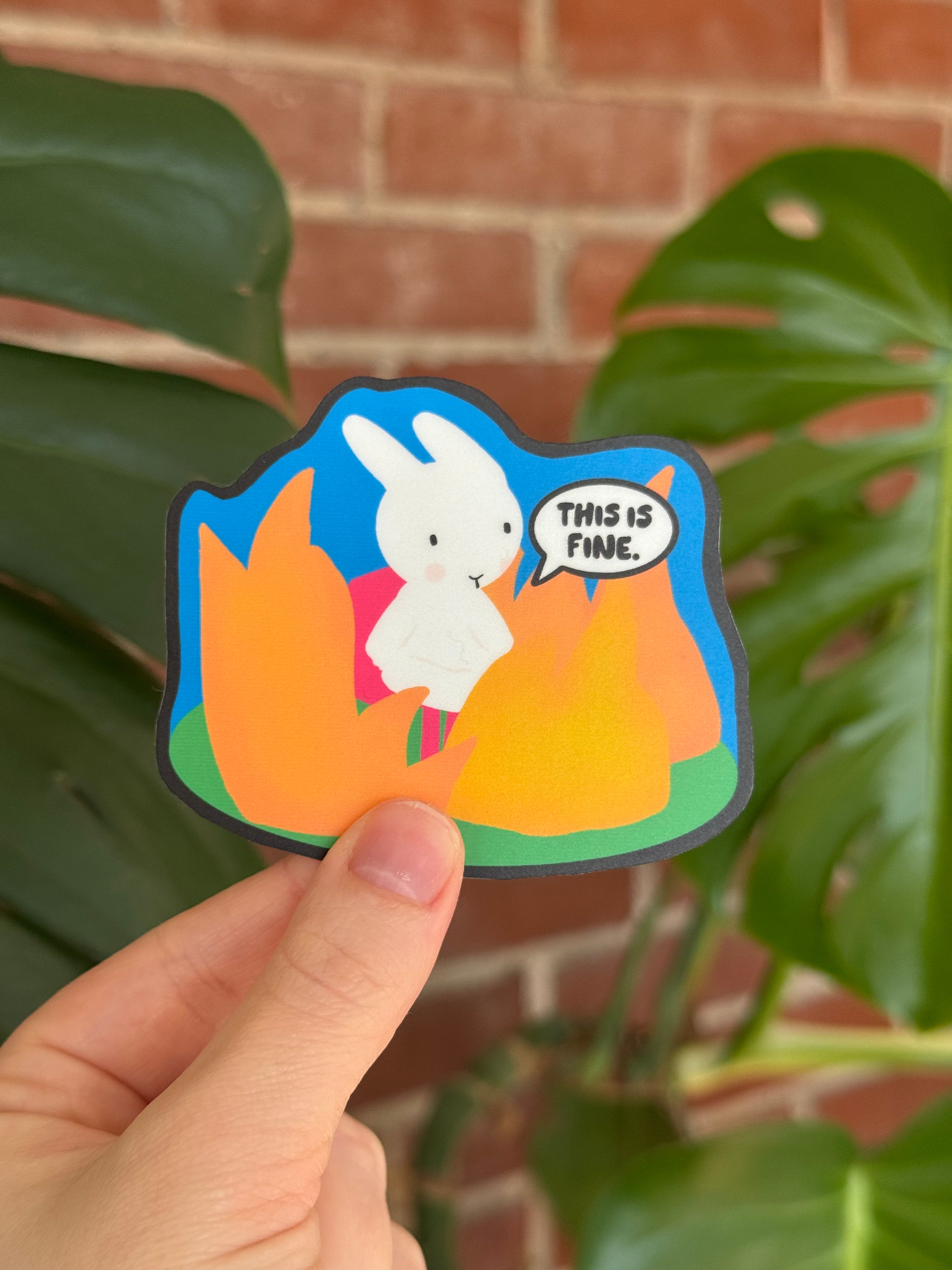 This is Fine! Clem the Bun Sticker