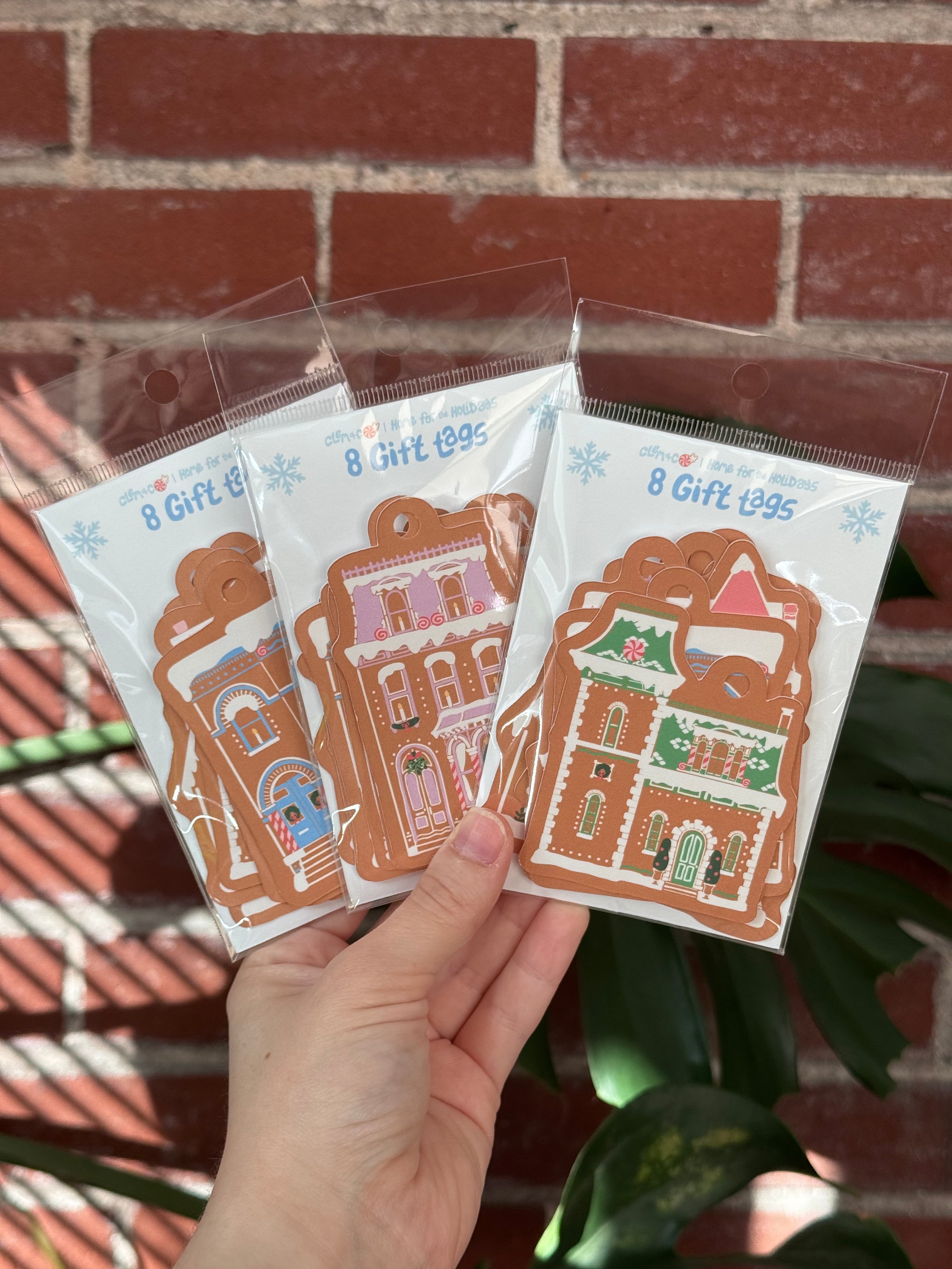Gingerbread House Gift Tags, Set of 8  - “Home for the Holidays”