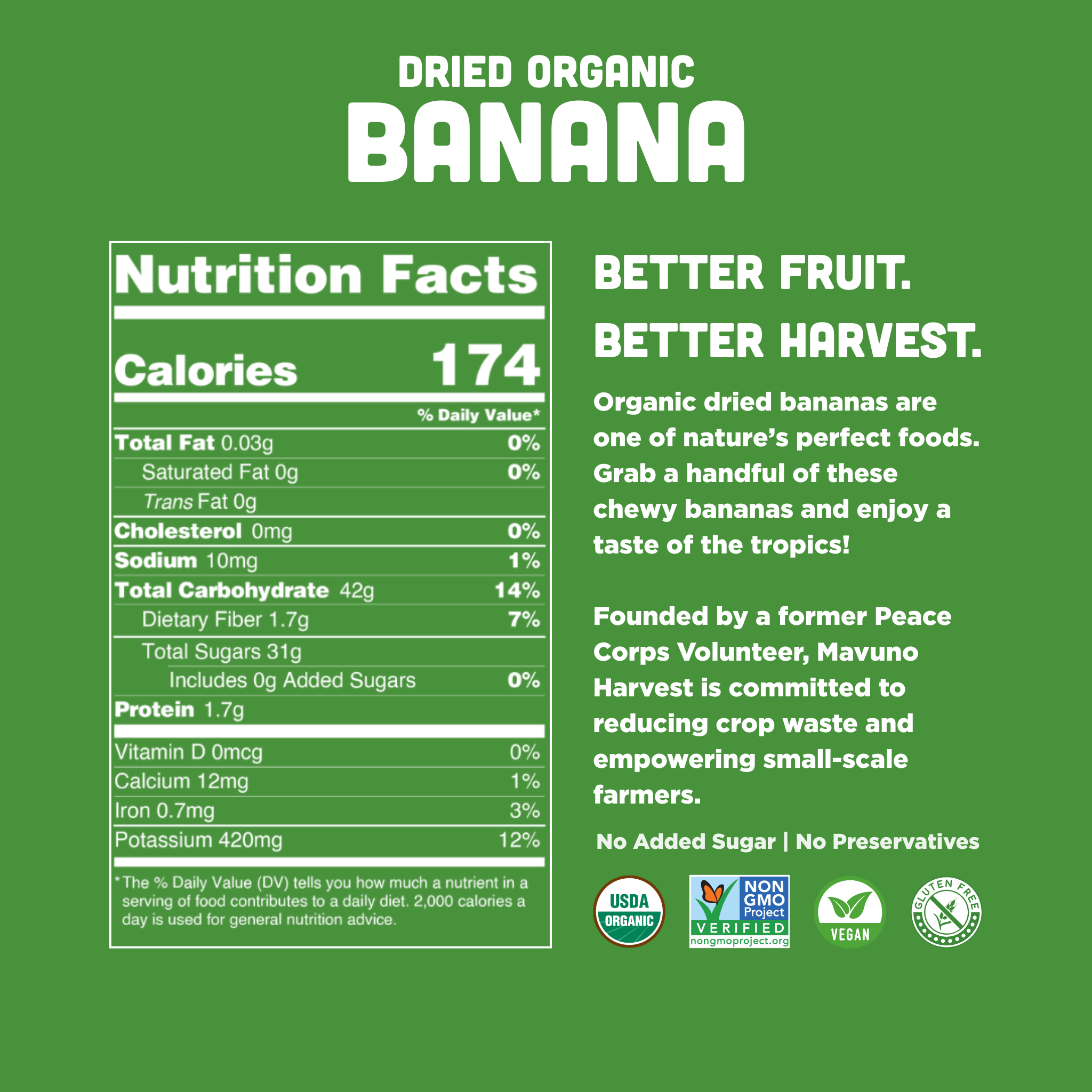 Organic Dried Banana, 2oz