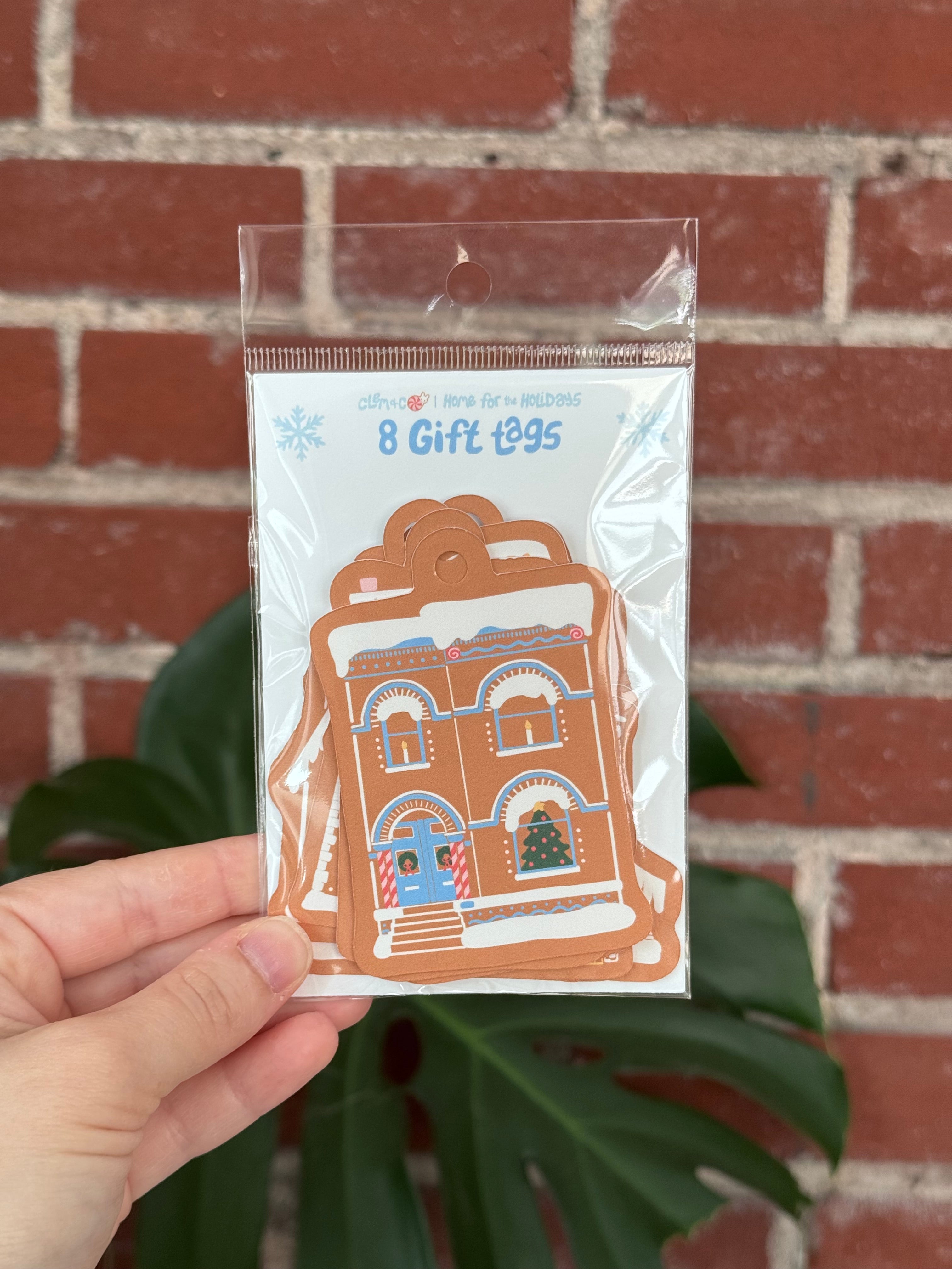 Gingerbread House Gift Tags, Set of 8  - “Home for the Holidays”