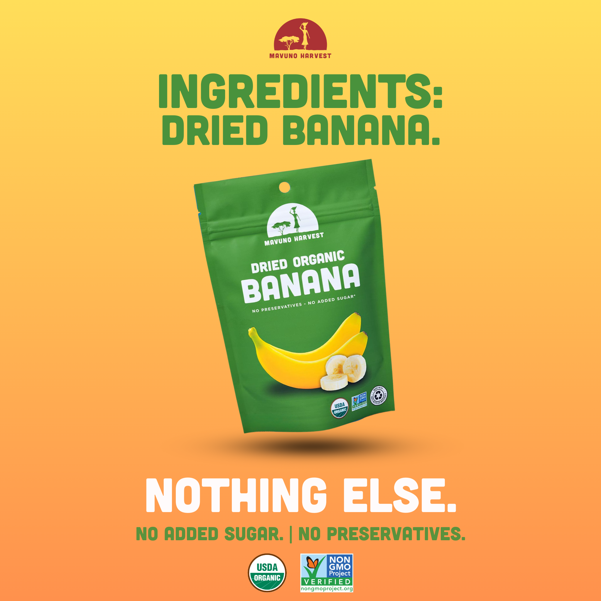 Organic Dried Banana, 2oz