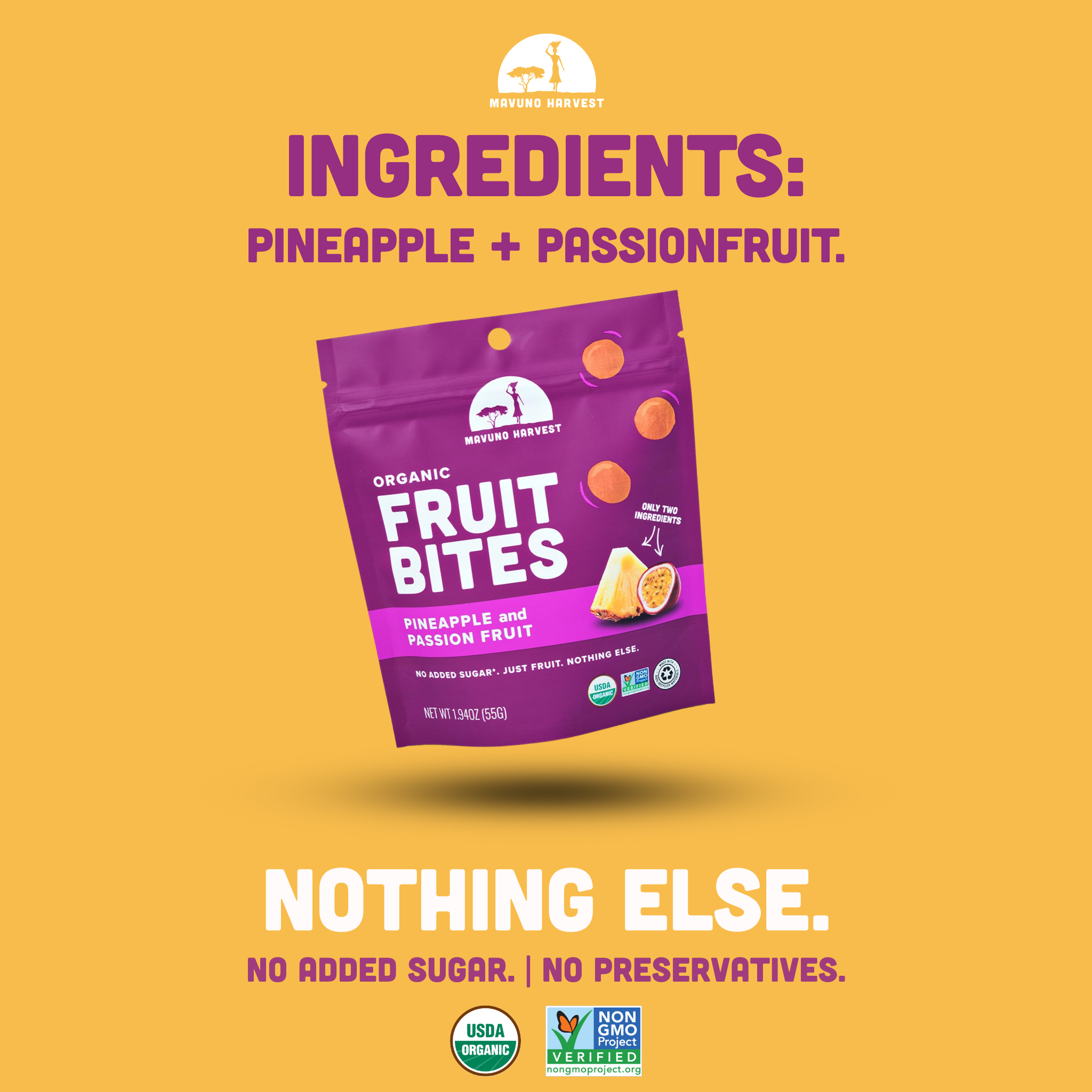 Organic Fruit Bites: Pineapple & Passionfruit, 1.94oz