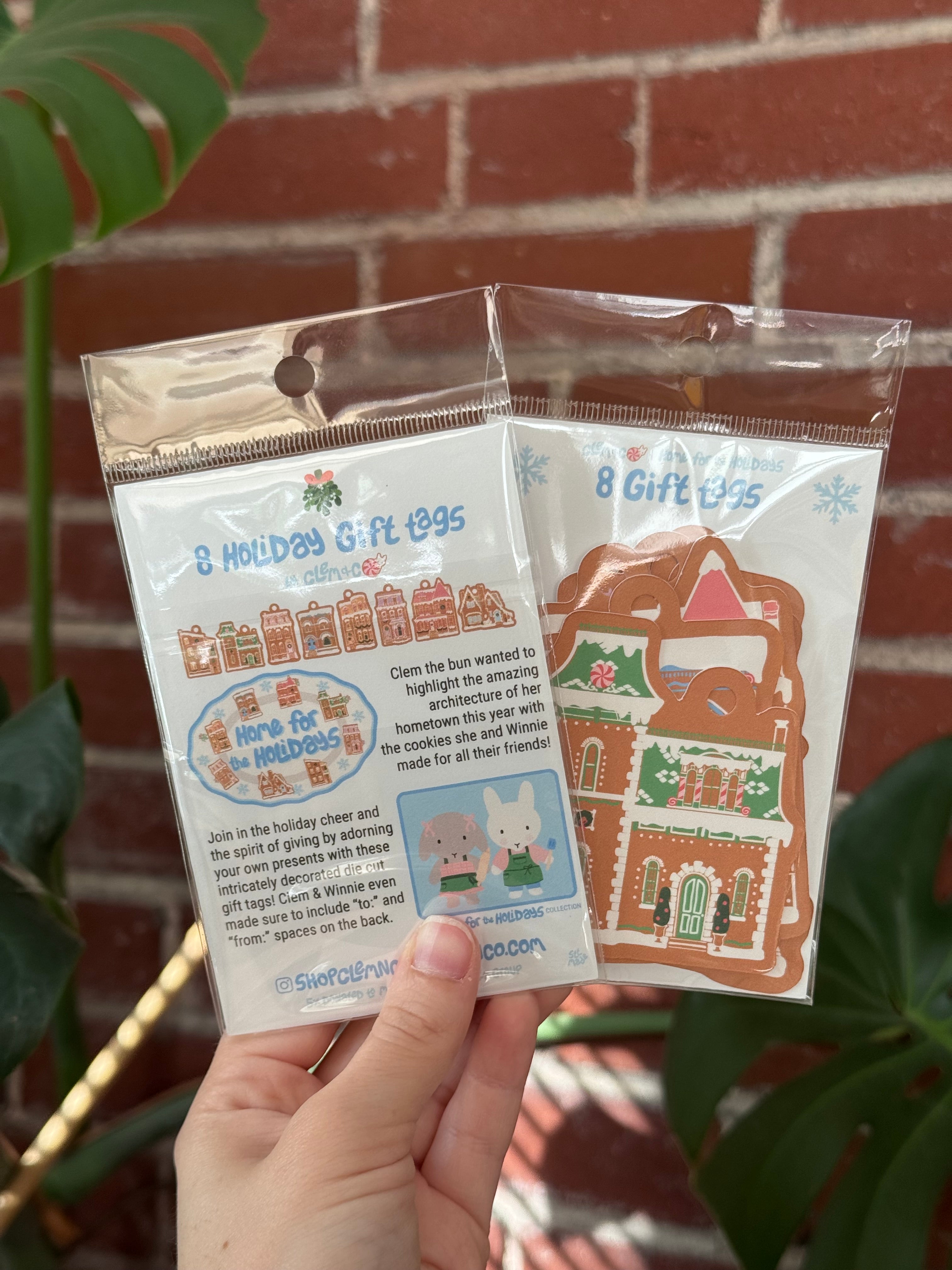 Gingerbread House Gift Tags, Set of 8  - “Home for the Holidays”