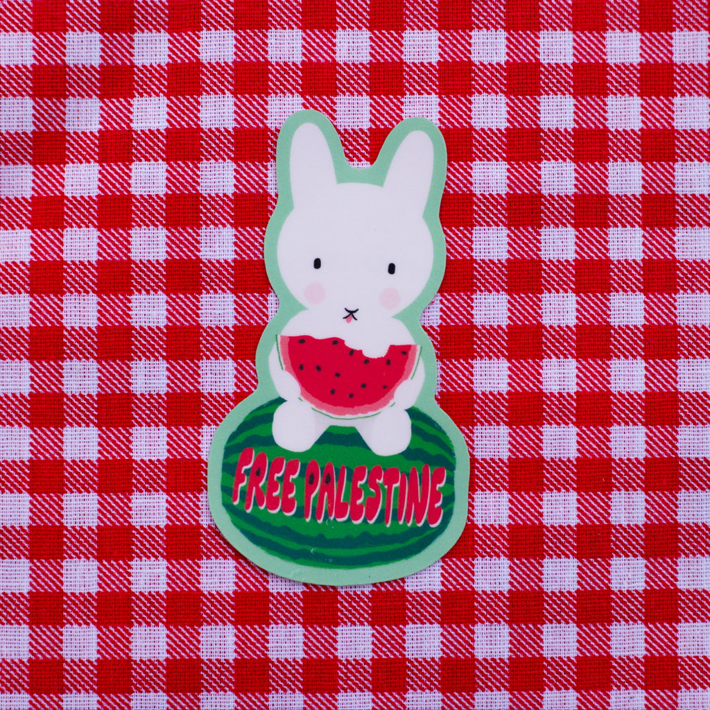 Clem the Bun says "Free Palestine!" Sticker