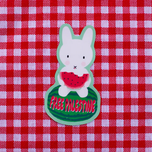 Clem the Bun says "Free Palestine!" Sticker