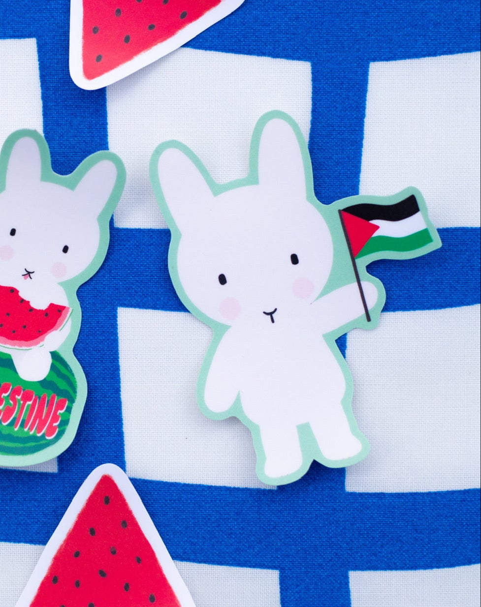 Clem the Bun Waving the Palestine Flag Sticker
