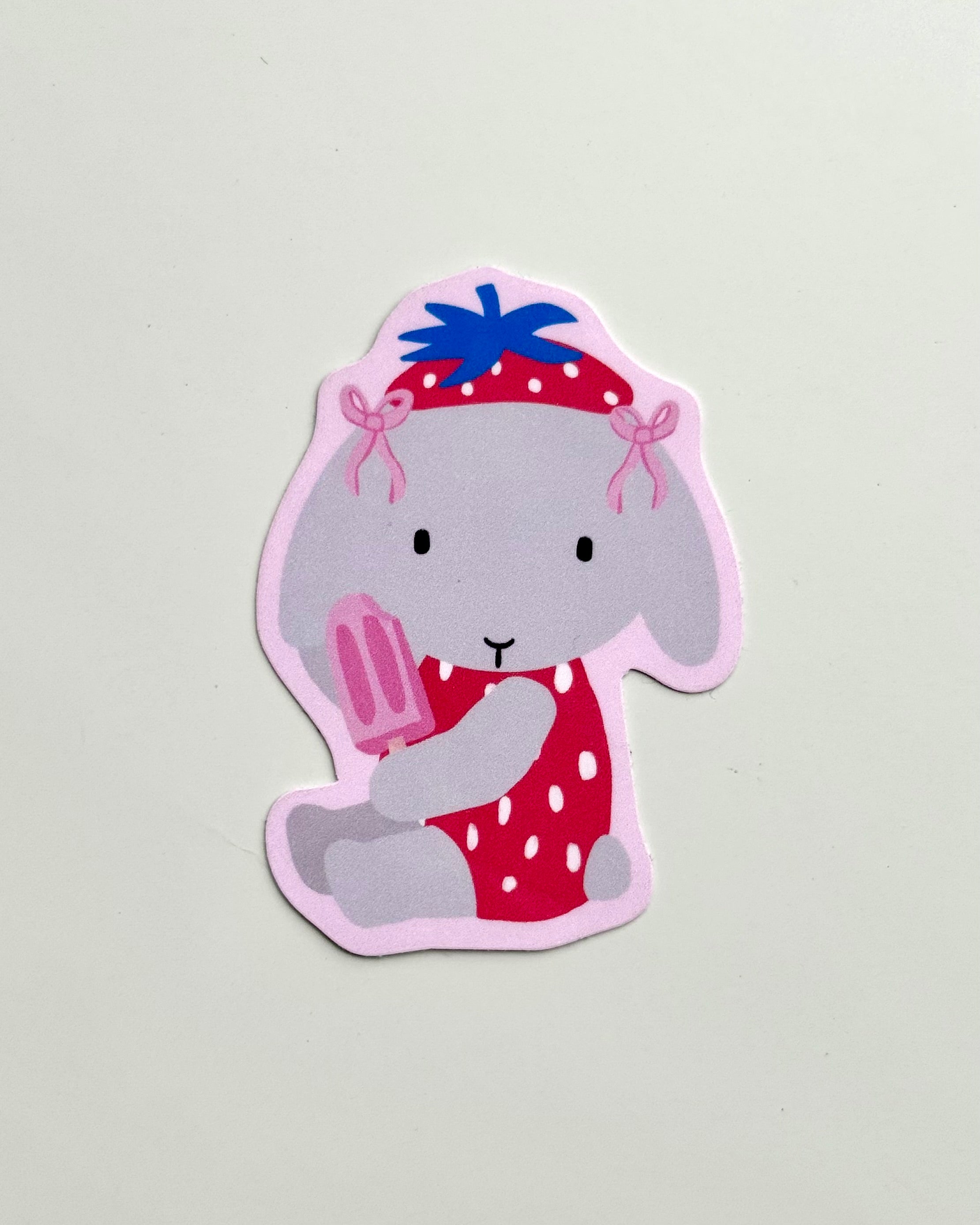 Winnie the Strawberry Bun Eating her Popsicle Sticker