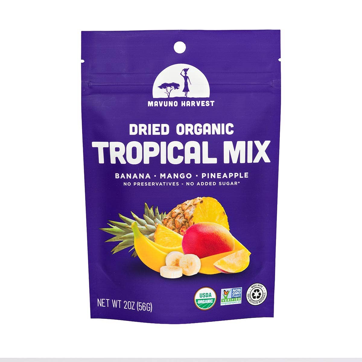 Organic Dried Tropical Mix (Mango, Banana, Pineapple), 2oz