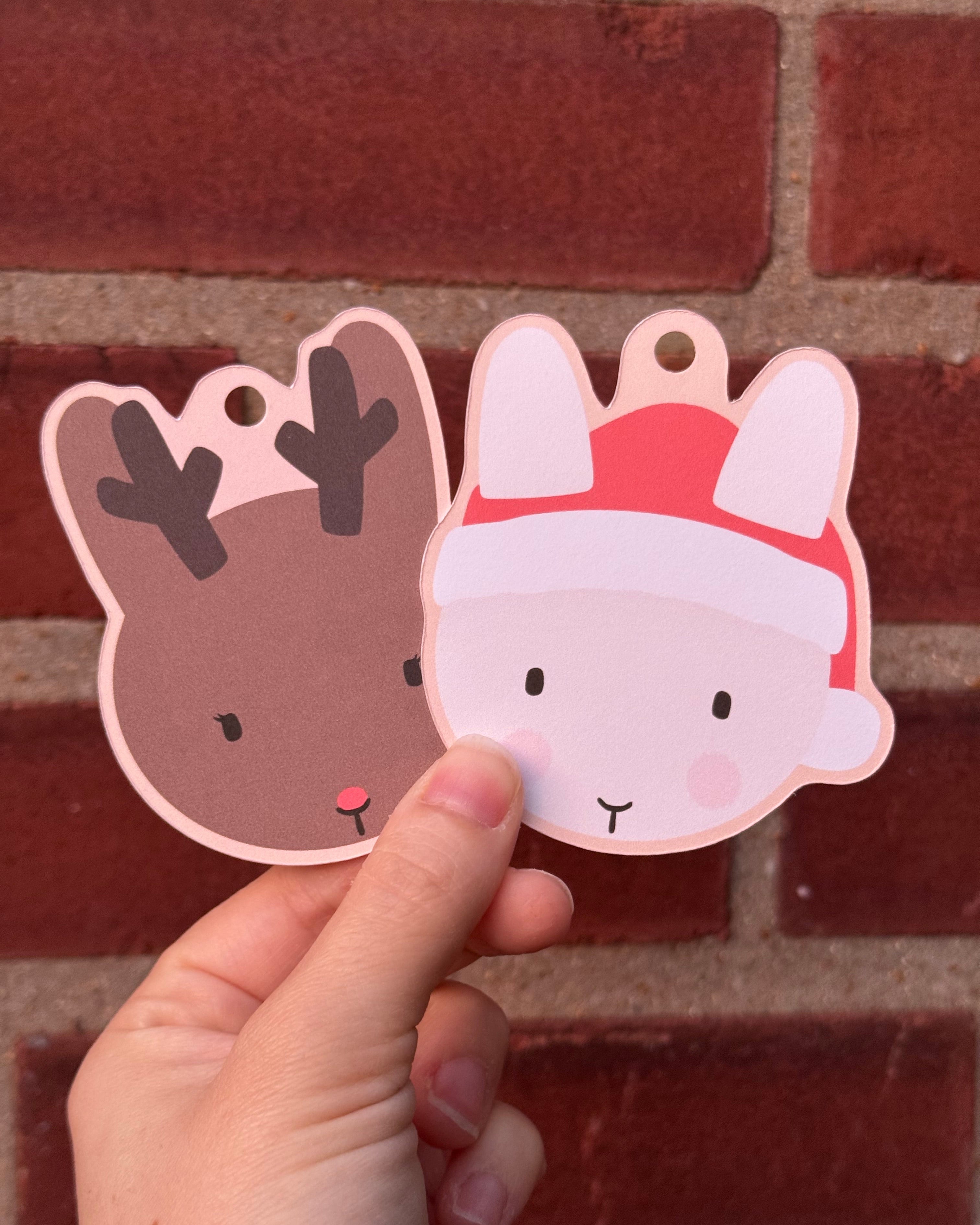 Holiday Gift Tags: Santa Clem & Luna the Red-Nosed Bun are Coming to Town