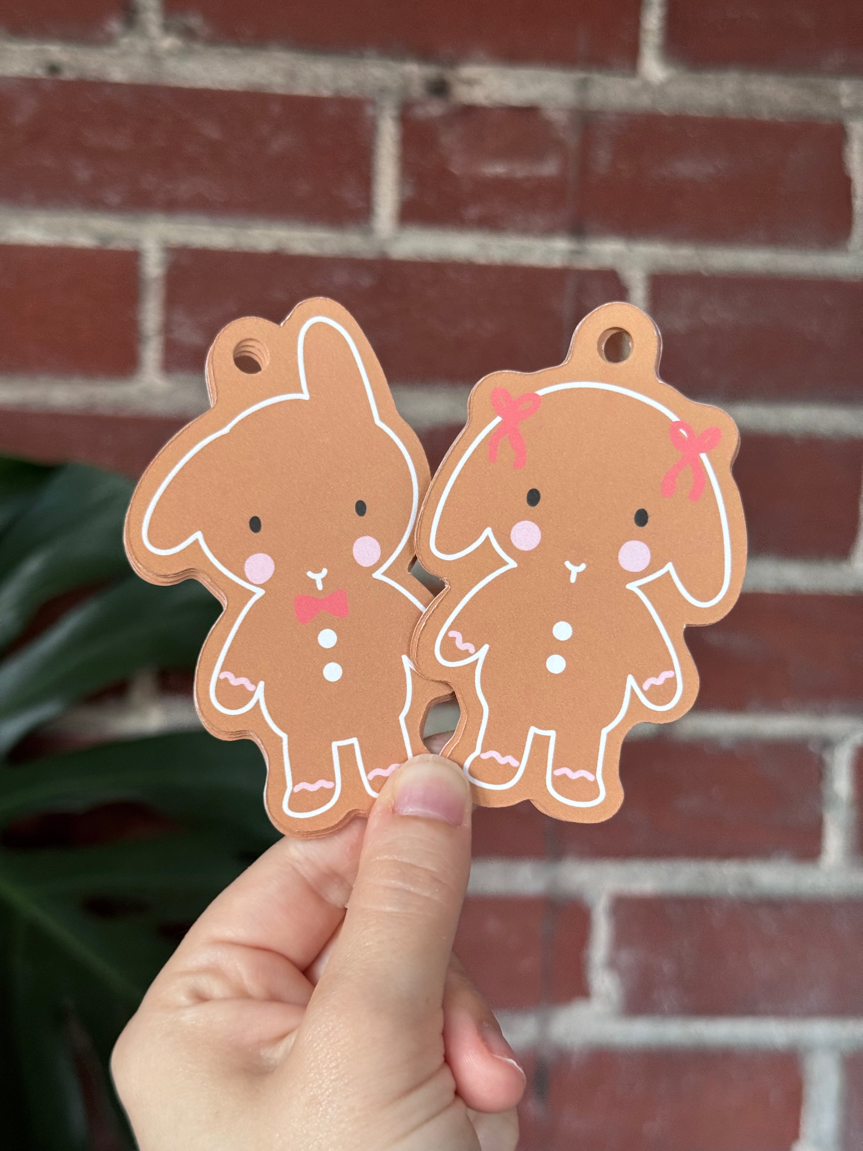Gingerbread Bunnies Gift Tags, Set of 8  - “Sugarplums & Gingerbread Buns"