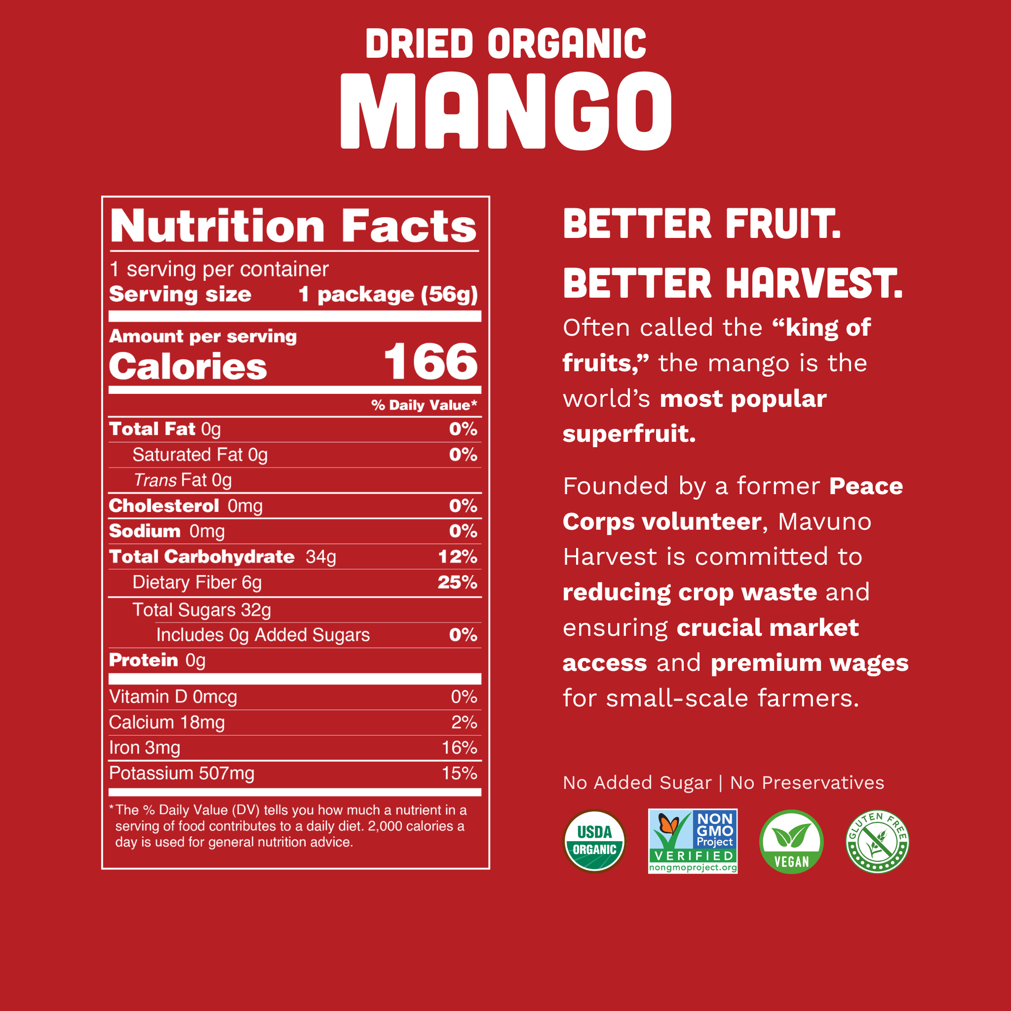 Organic Dried Mango, 2oz