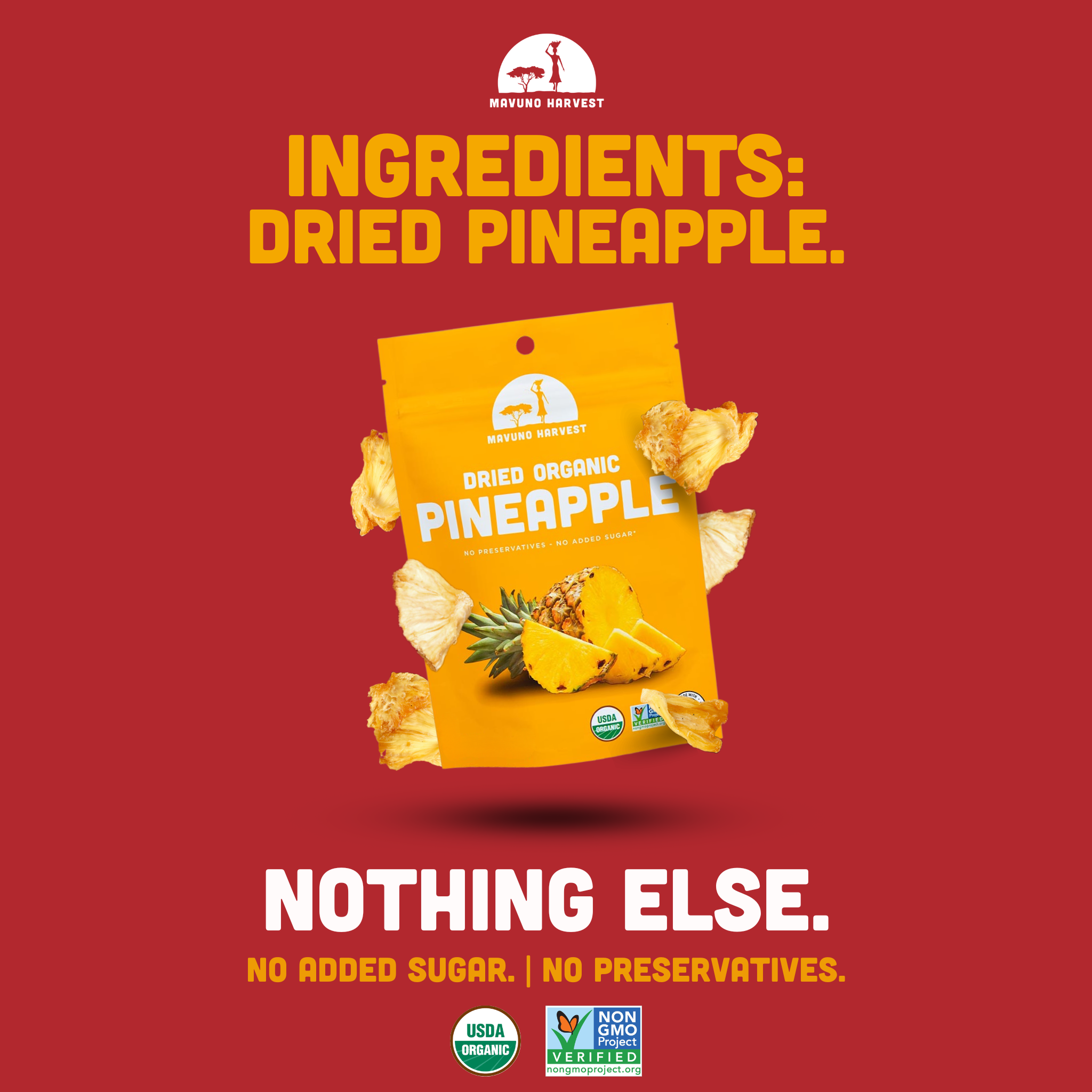 Organic Dried Pineapple, 2oz