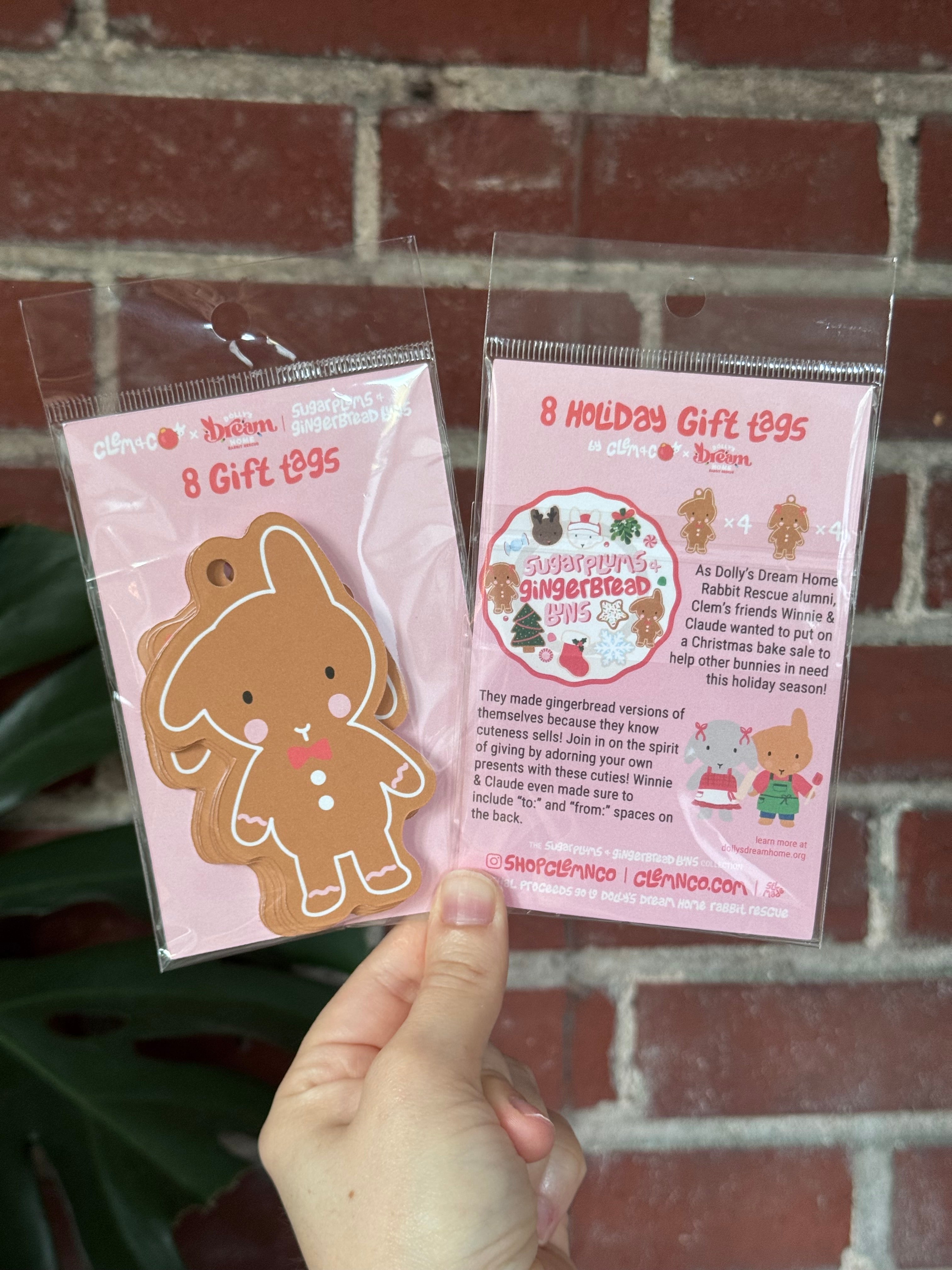 Gingerbread Bunnies Gift Tags, Set of 8  - “Sugarplums & Gingerbread Buns"