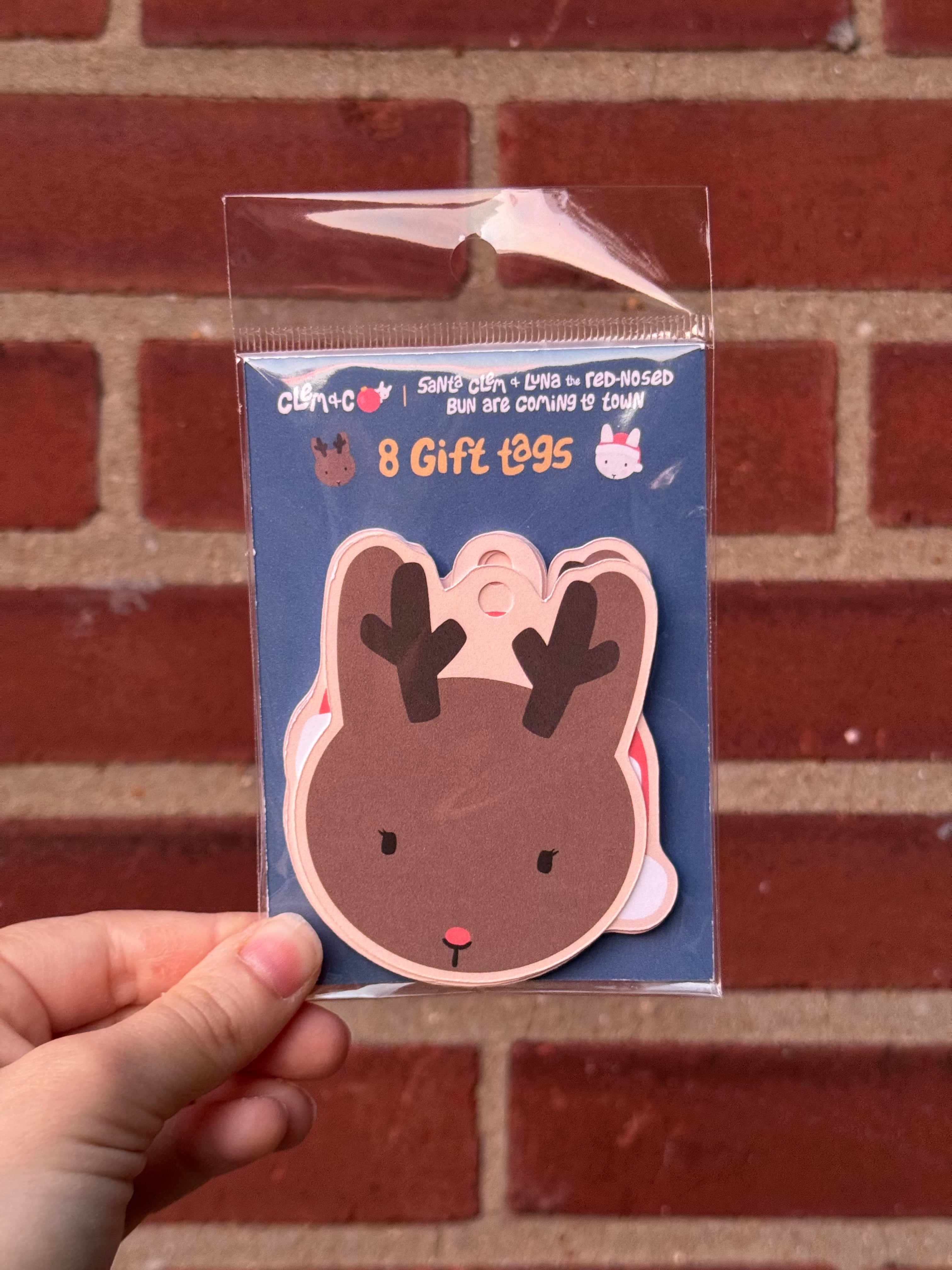 Holiday Gift Tags: Santa Clem & Luna the Red-Nosed Bun are Coming to Town