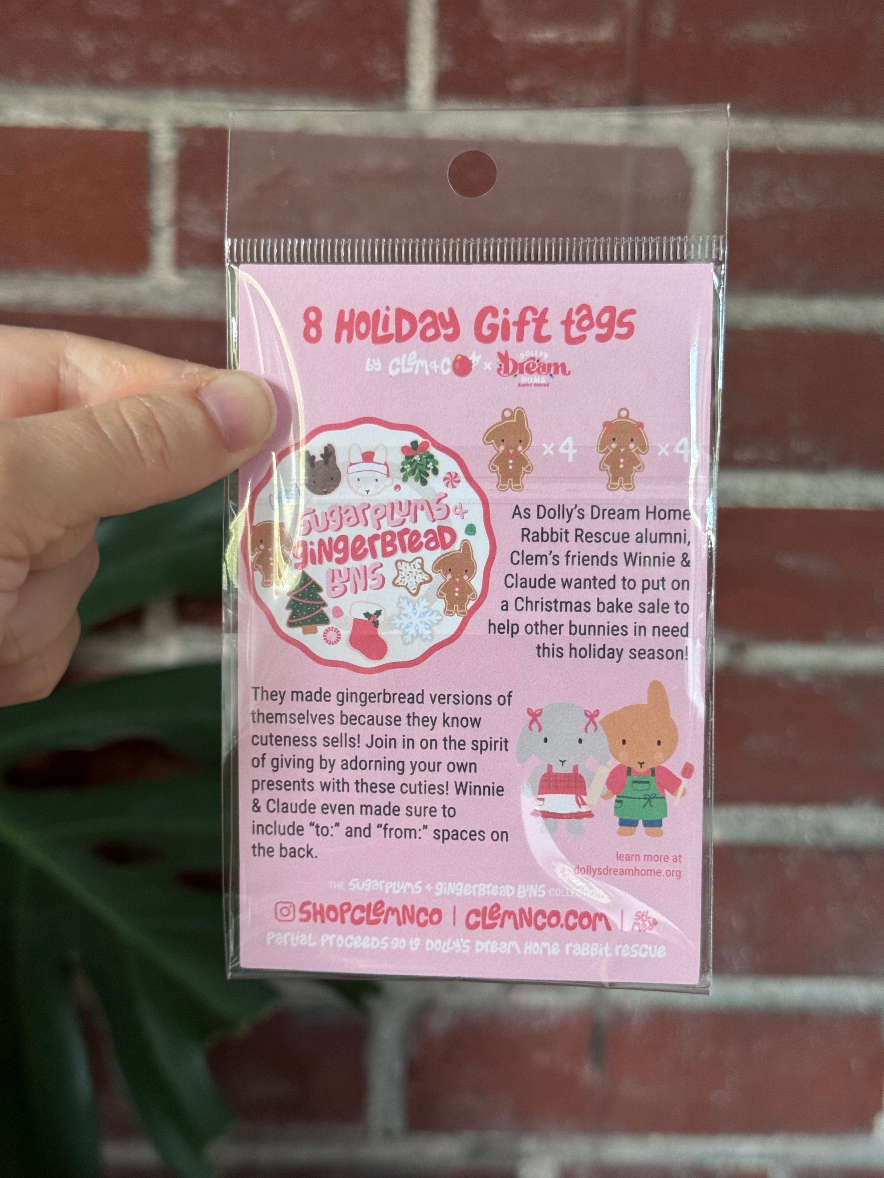 Gingerbread Bunnies Gift Tags, Set of 8  - “Sugarplums & Gingerbread Buns"