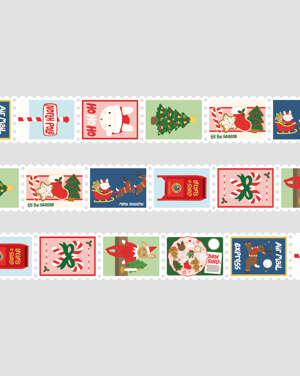 Christmas Postage Stamp Washi Tape - Santa Clem is Coming to Town