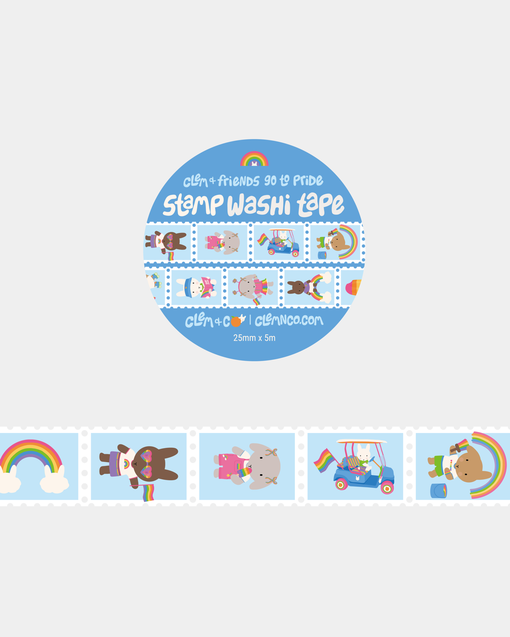 Clem & Friends Go to Pride Stamp Washi Tape