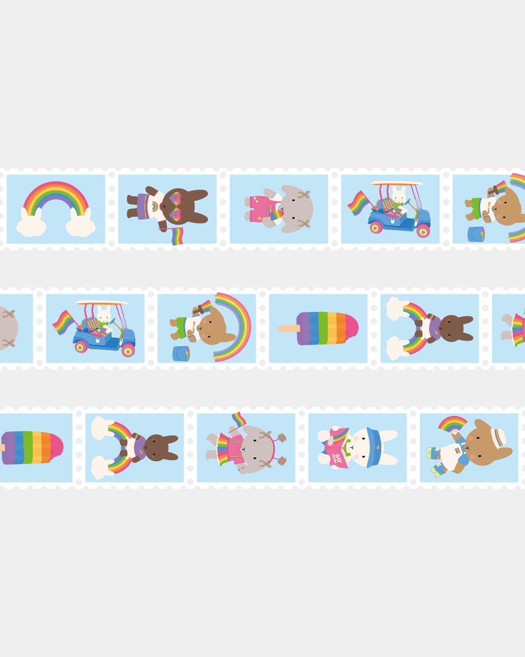 Clem & Friends Go to Pride Stamp Washi Tape