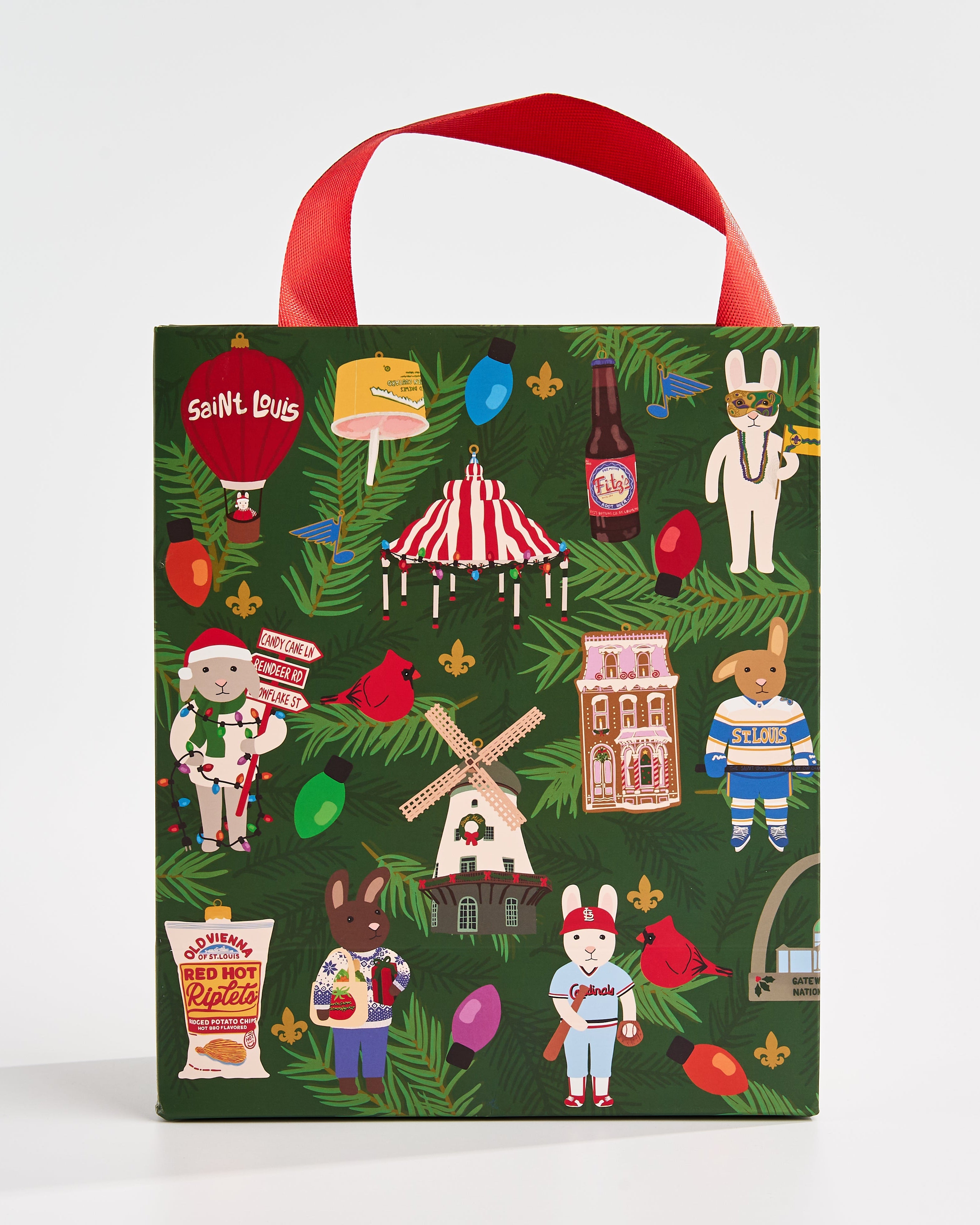 Medium Hoppin' Around the Christmas Tree Gift Bag - Saint Louis Collection