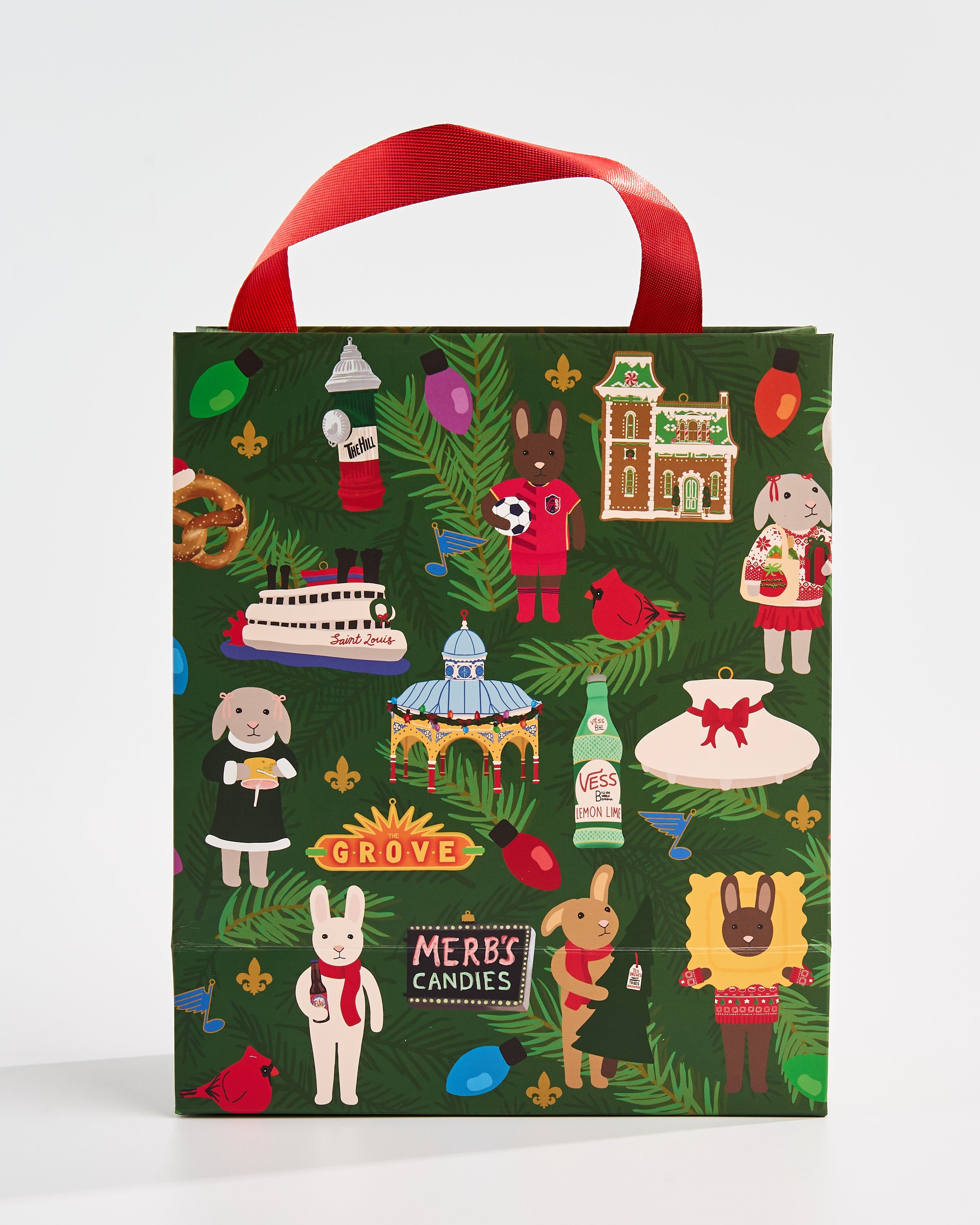 Medium Hoppin' Around the Christmas Tree Gift Bag - Saint Louis Collection
