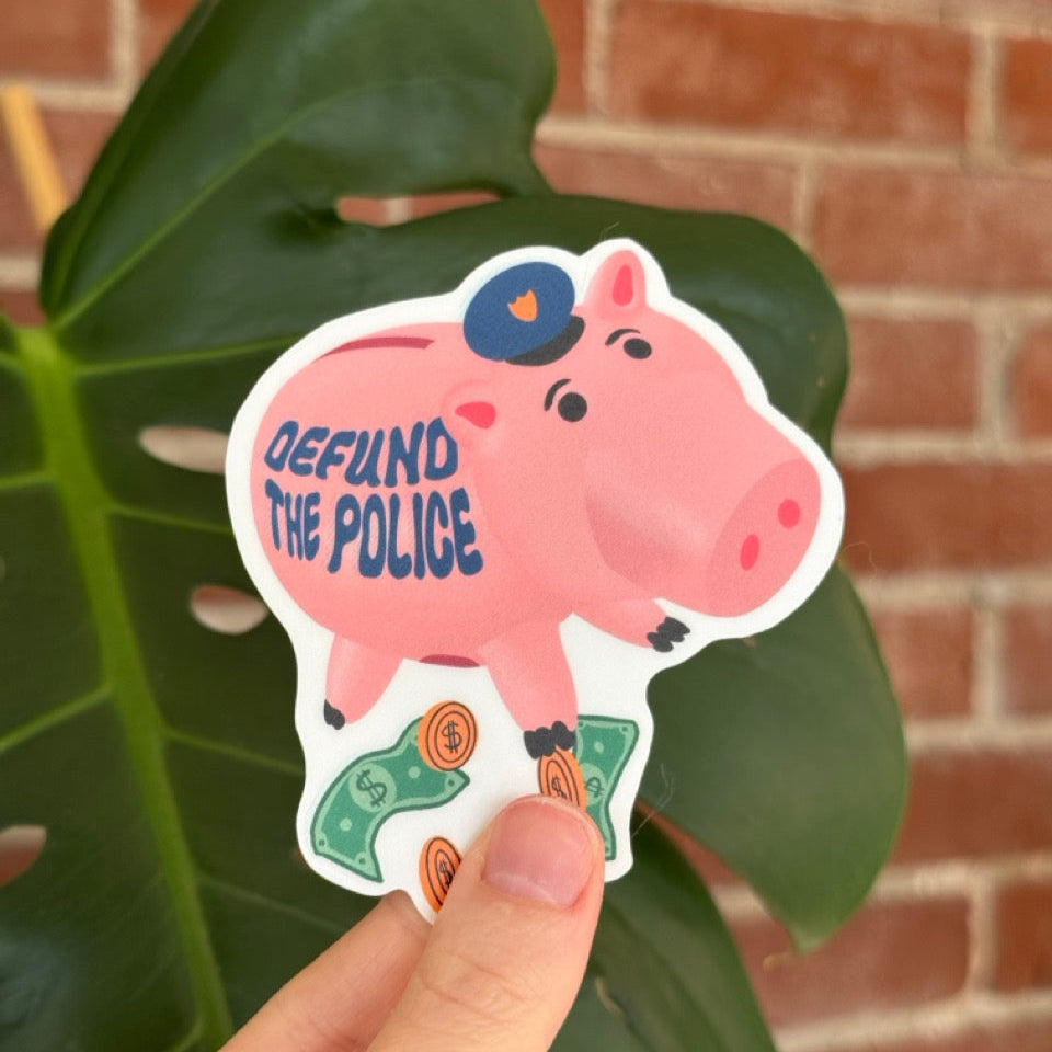 Defund the Police Piggy Bank Sticker