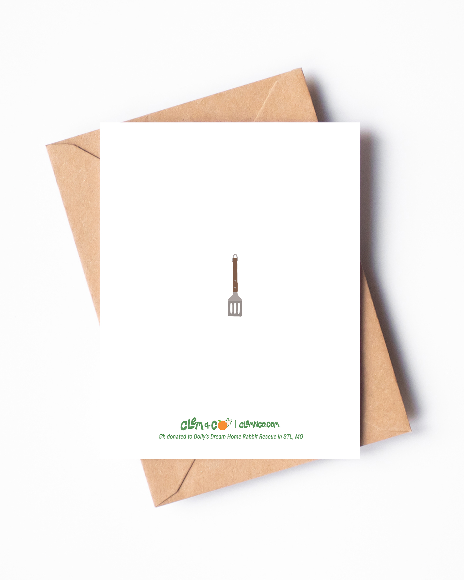 Back of card with a small spatula illustration on a white background