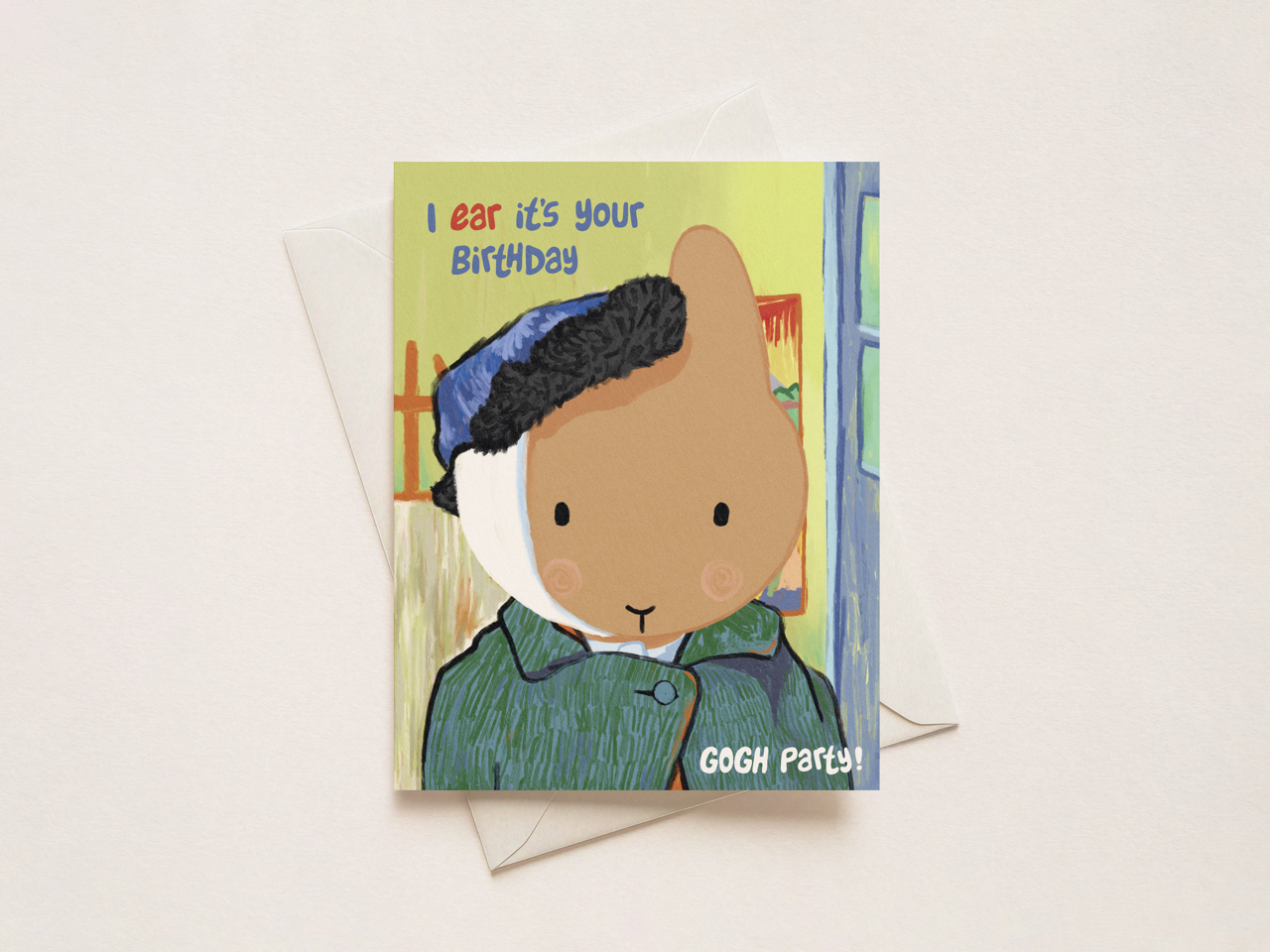 Van Gogh Ear Bunny Birthday Card