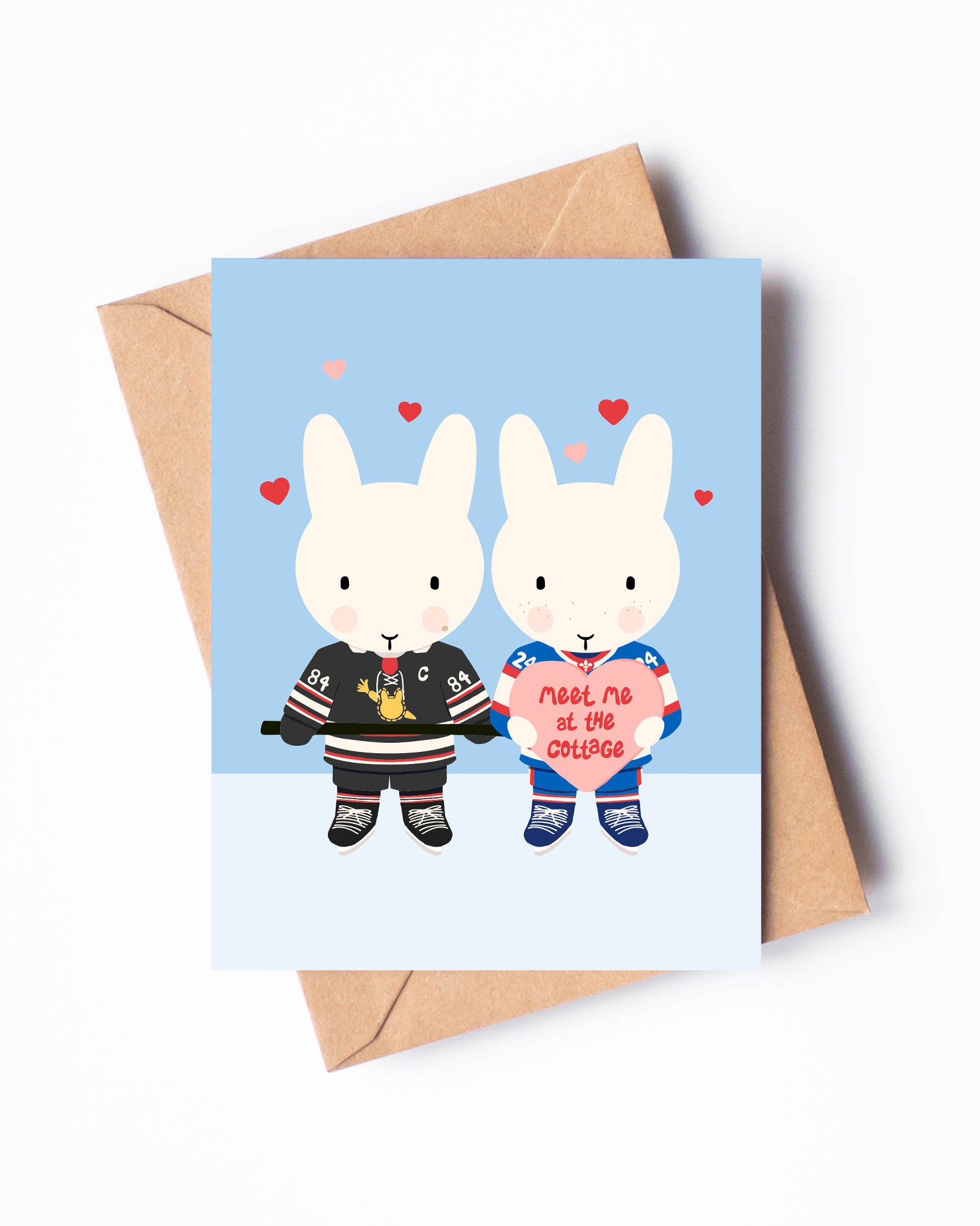 Heated Rivalry Bunny Cottage Valentine Card