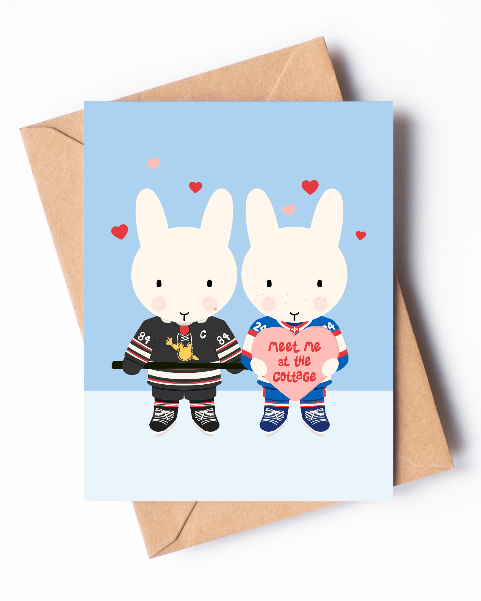 Heated Rivalry Bunny Cottage Valentine Card