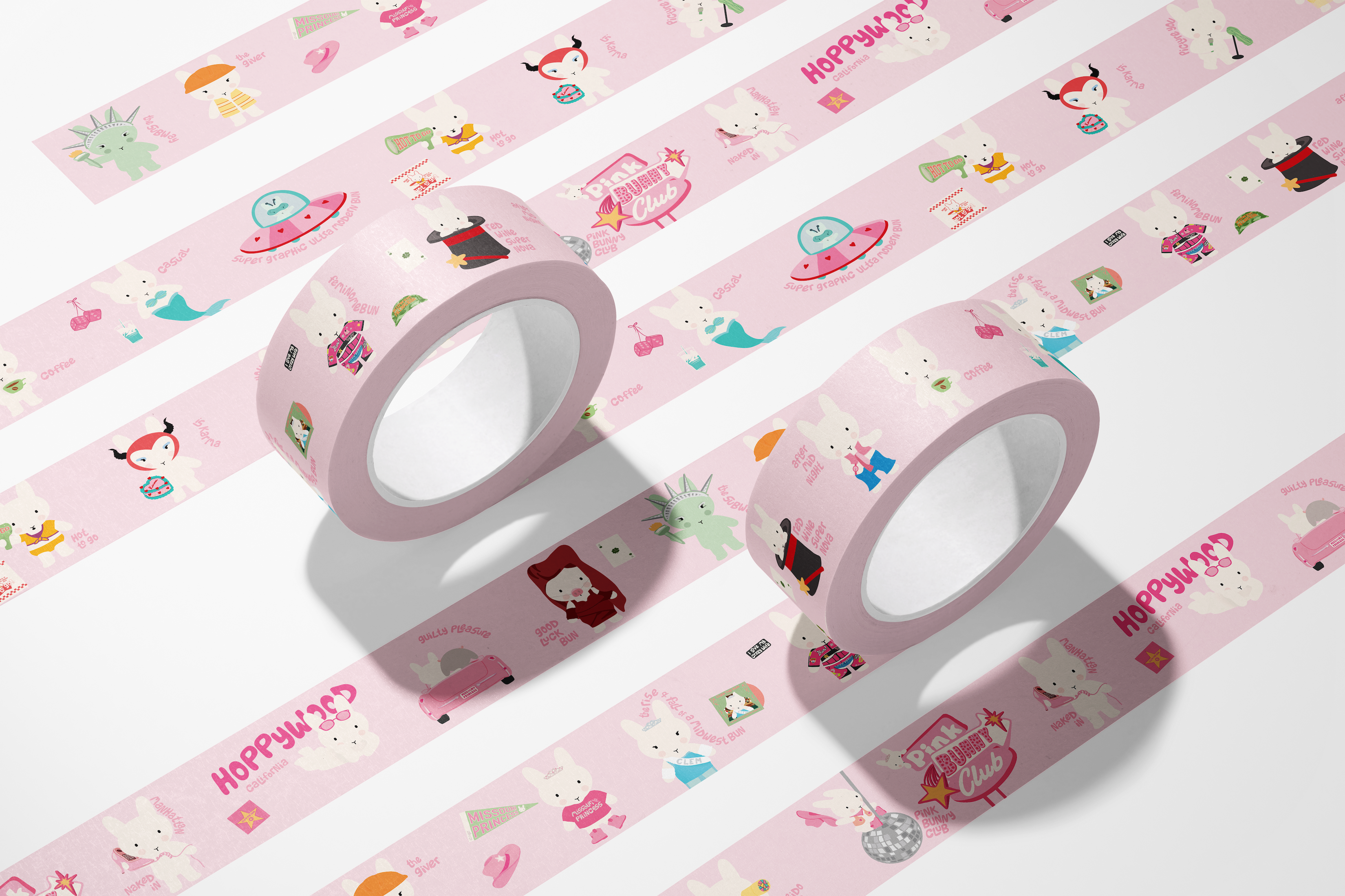 Washi / Paper Tape - Pink Bunny Club, Rise and Fall of a Midwest Bun