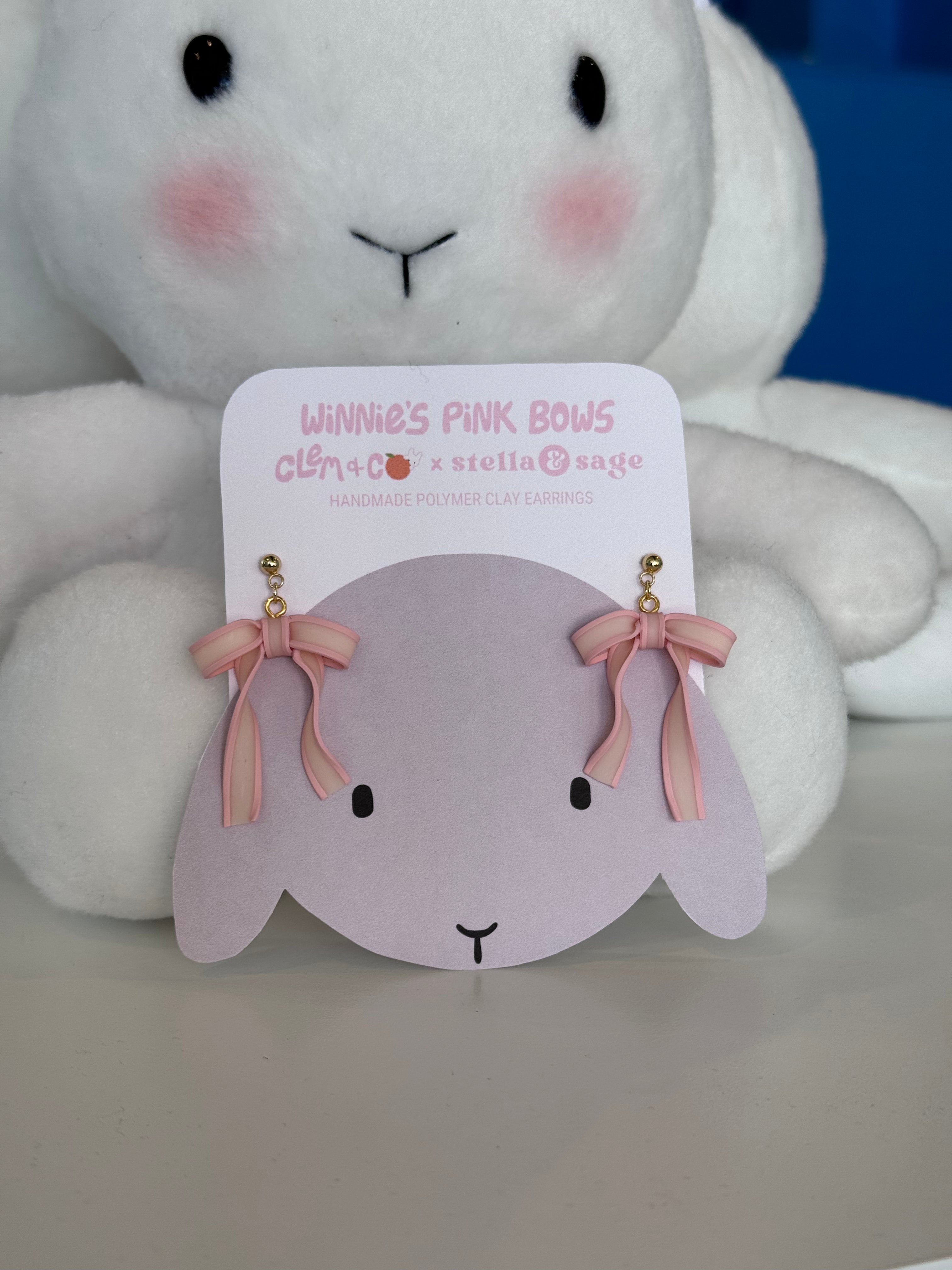 Winnie’s Pink Bows - Sheer Dangle Earrings