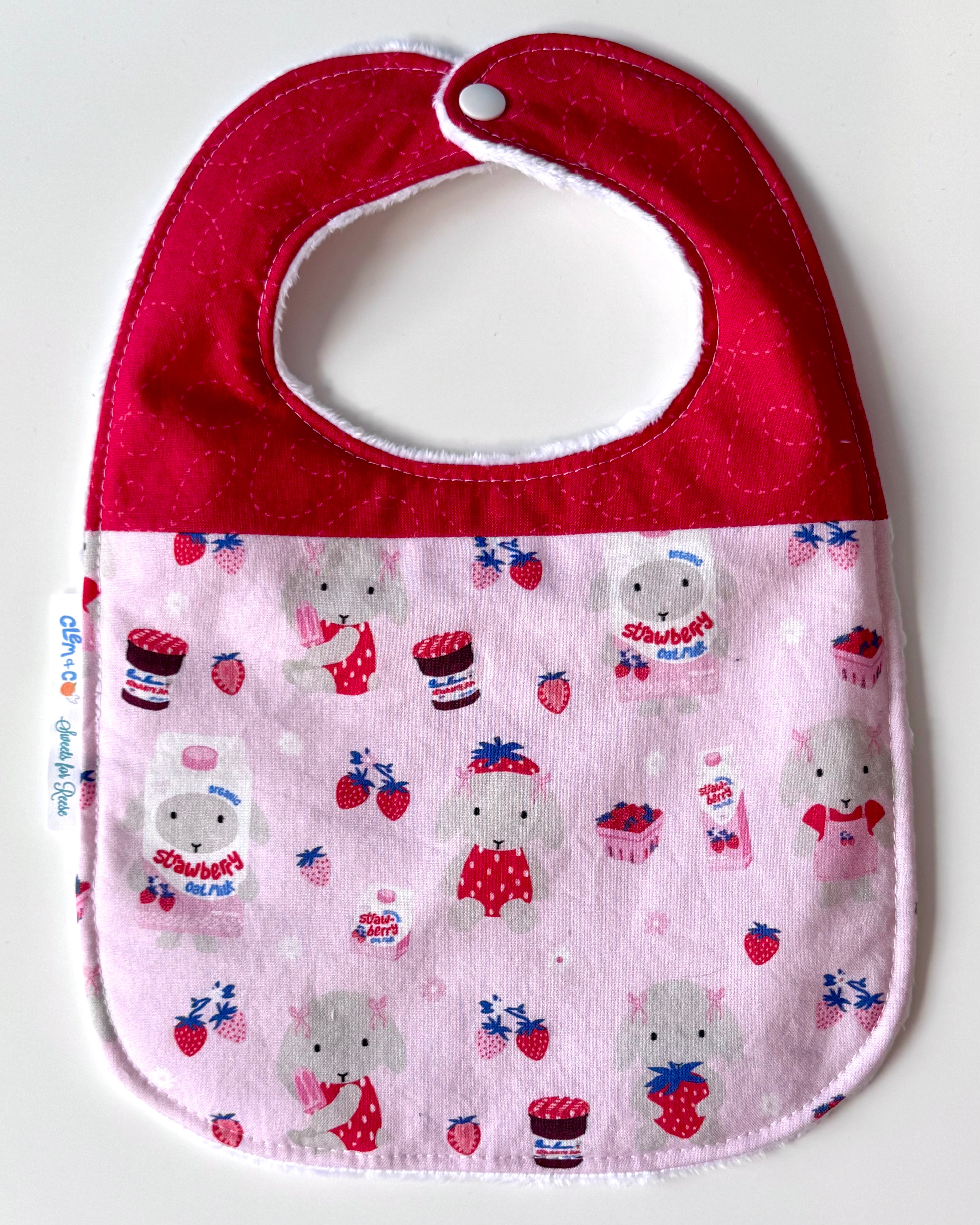 Strawberries & Cream Winnie Baby Bib - Clem & Co x Sweets for Reese
