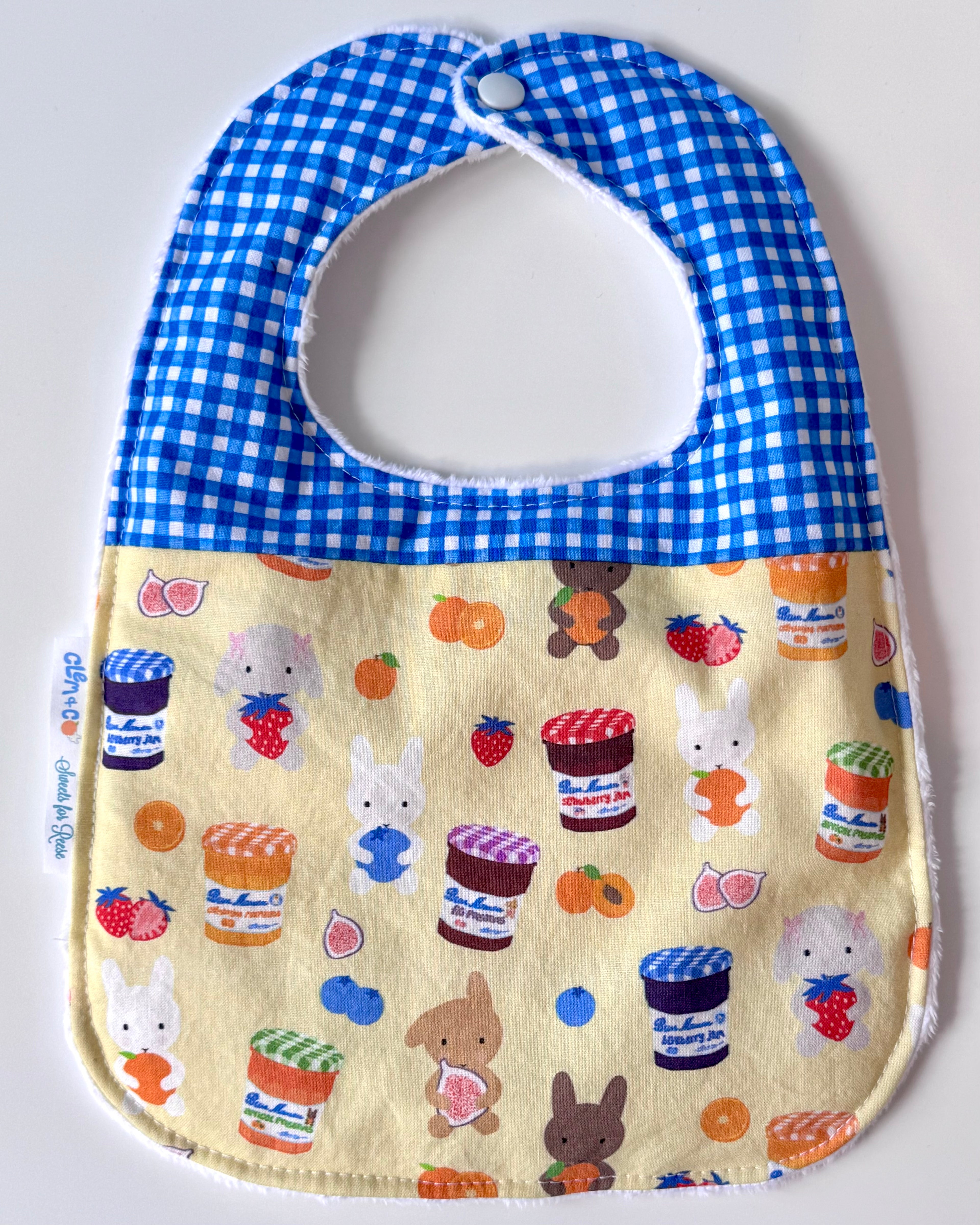 "Bun Maman" Bunnies & Jam Baby Bib - Clem & Co x Sweets for Reese