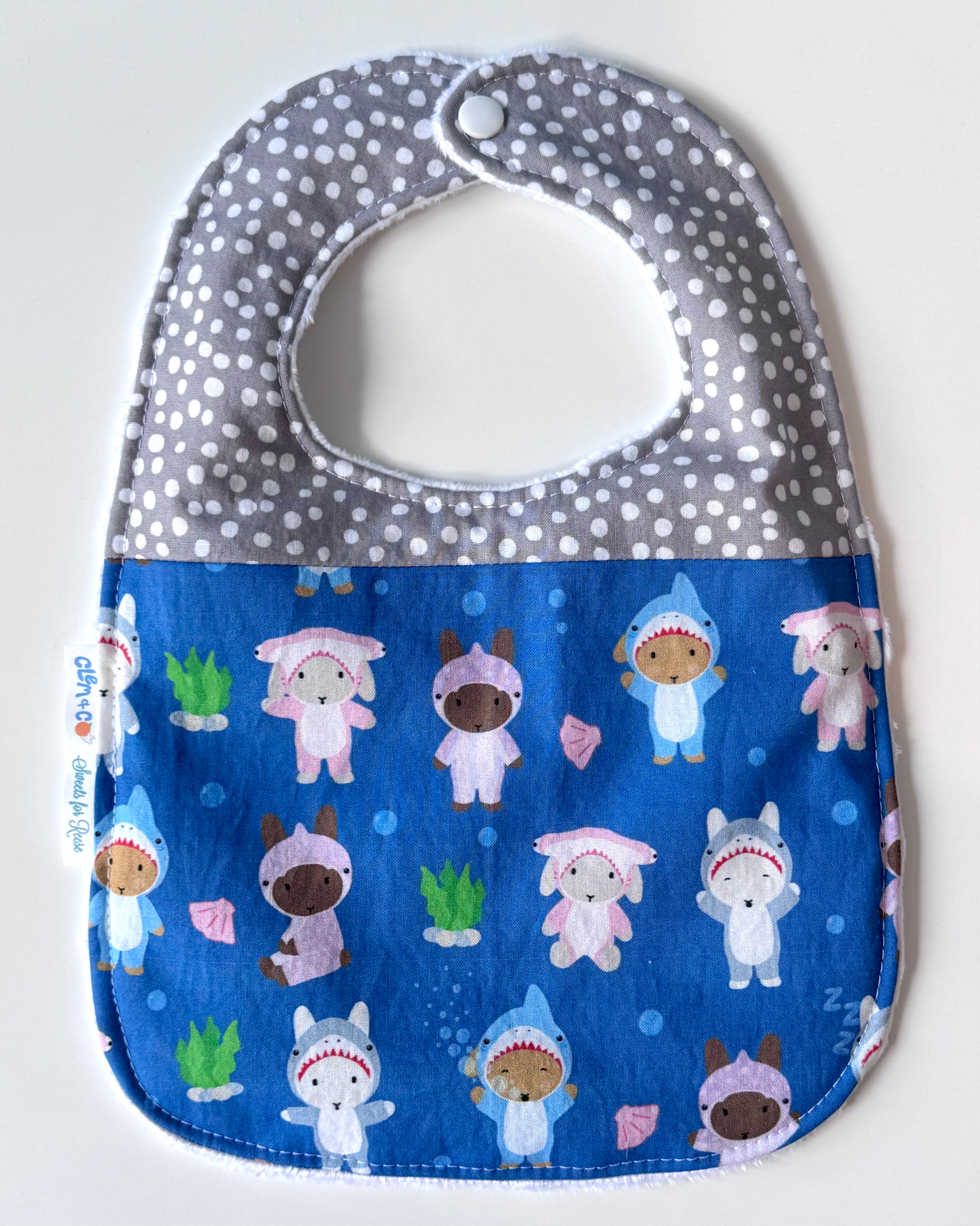 BUN-Der the Sea Bunny Sharks Baby Bib - Clem & Co x Sweets for Reese