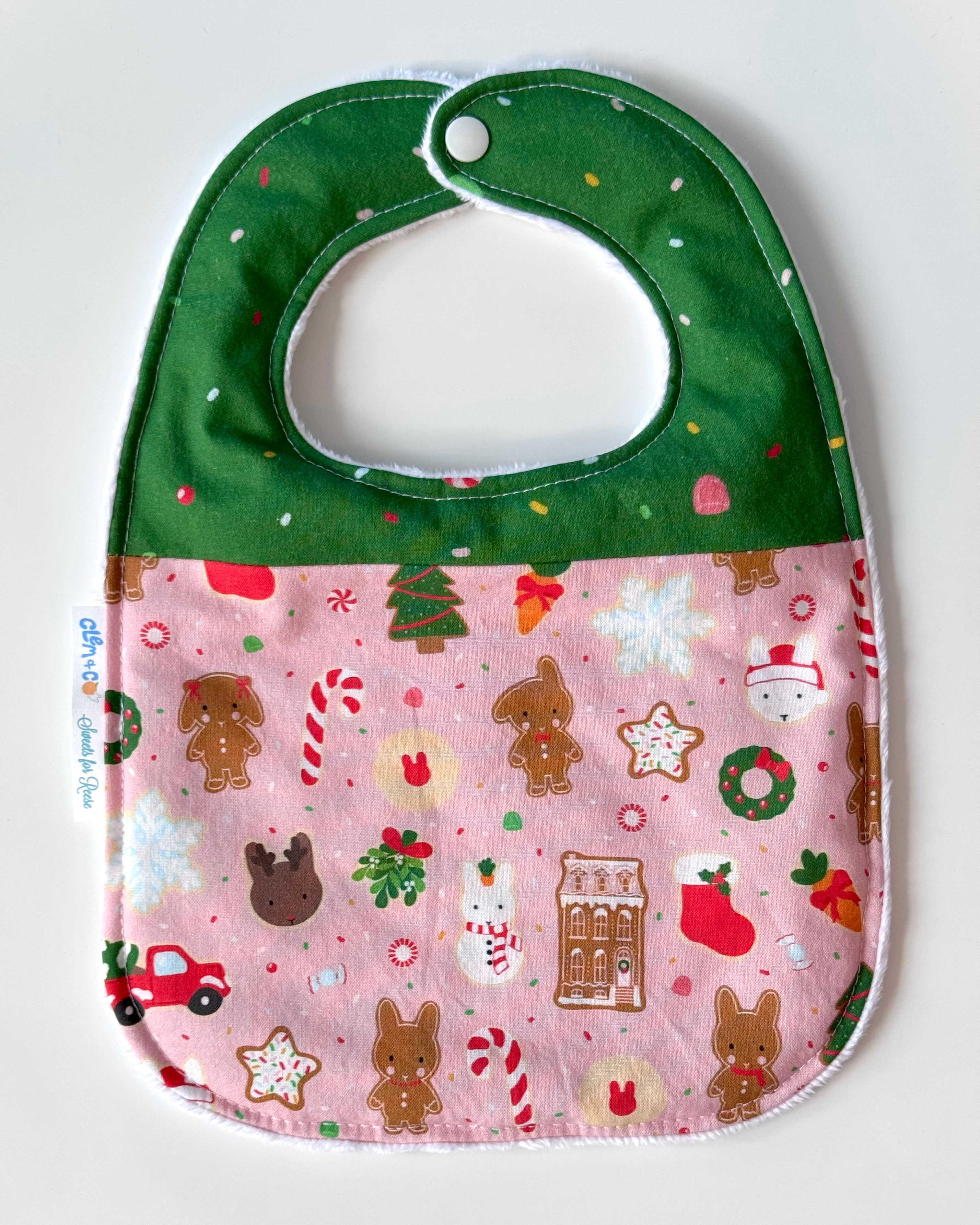 Sugarplums and Gingerbread Buns Baby Bib - Clem & Co x Sweets for Reese