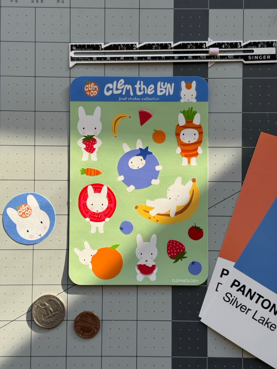 Clem the Bun Fruit Sticker Sheet