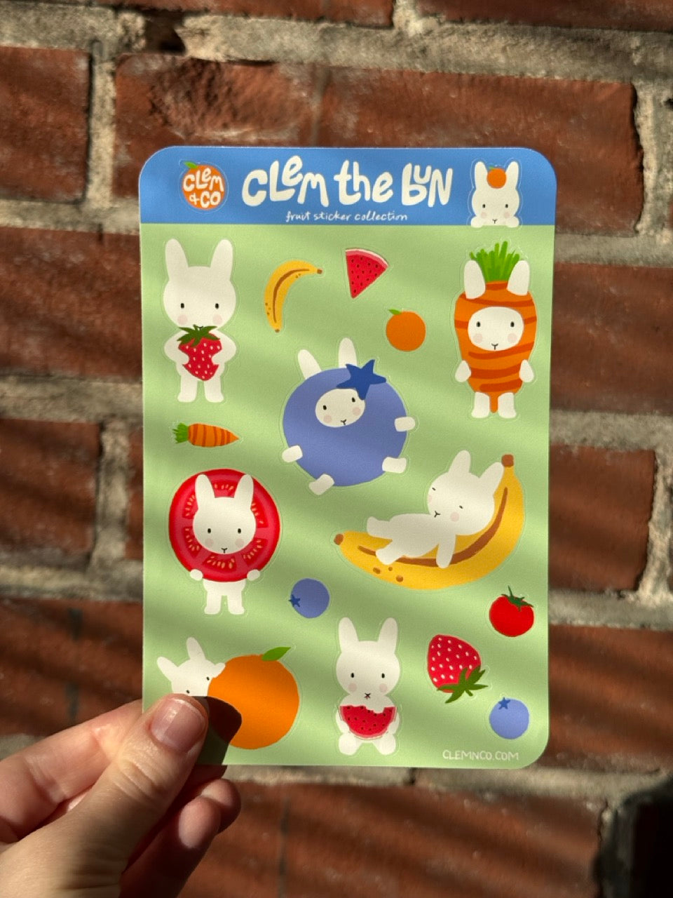 Clem the Bun Fruit Sticker Sheet