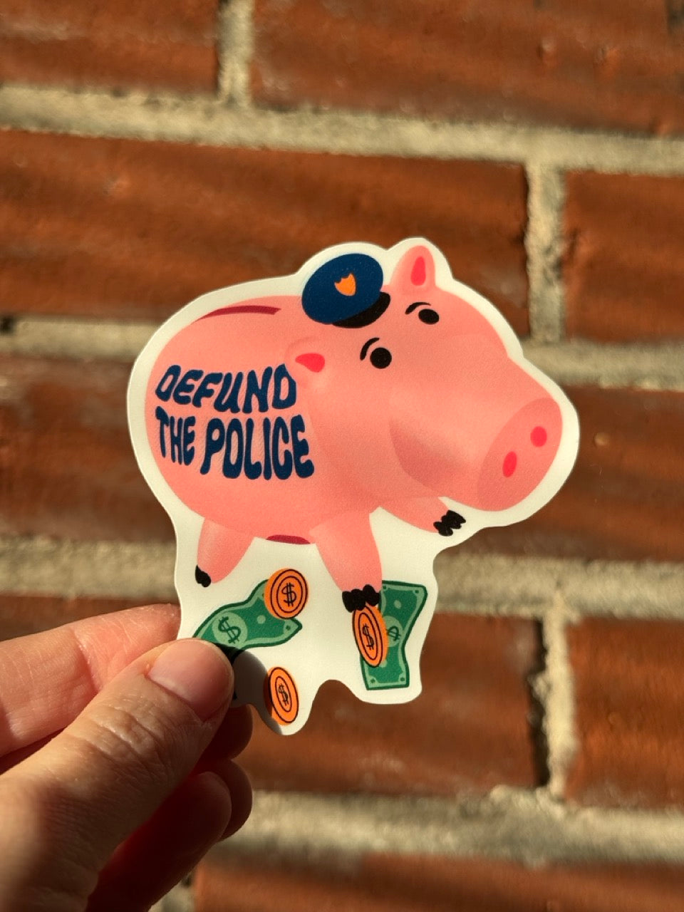 Defund the Police Piggy Bank Sticker
