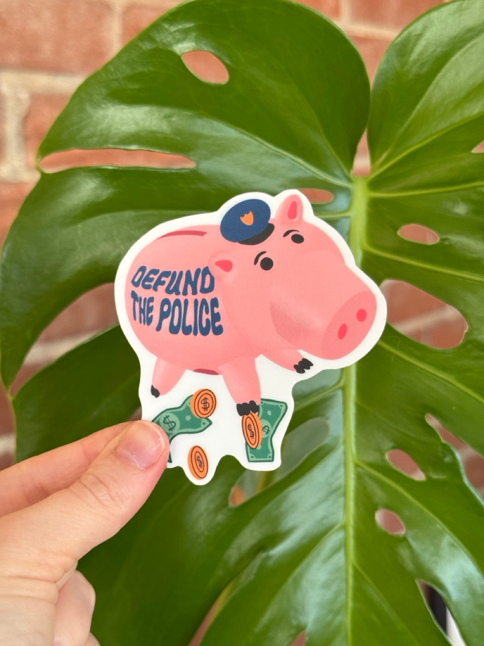 Defund the Police Piggy Bank Sticker