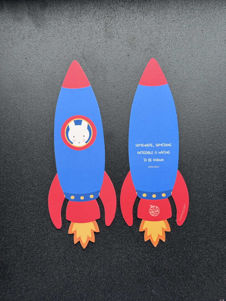 Clem the Bun Rocket Ship Bookmark