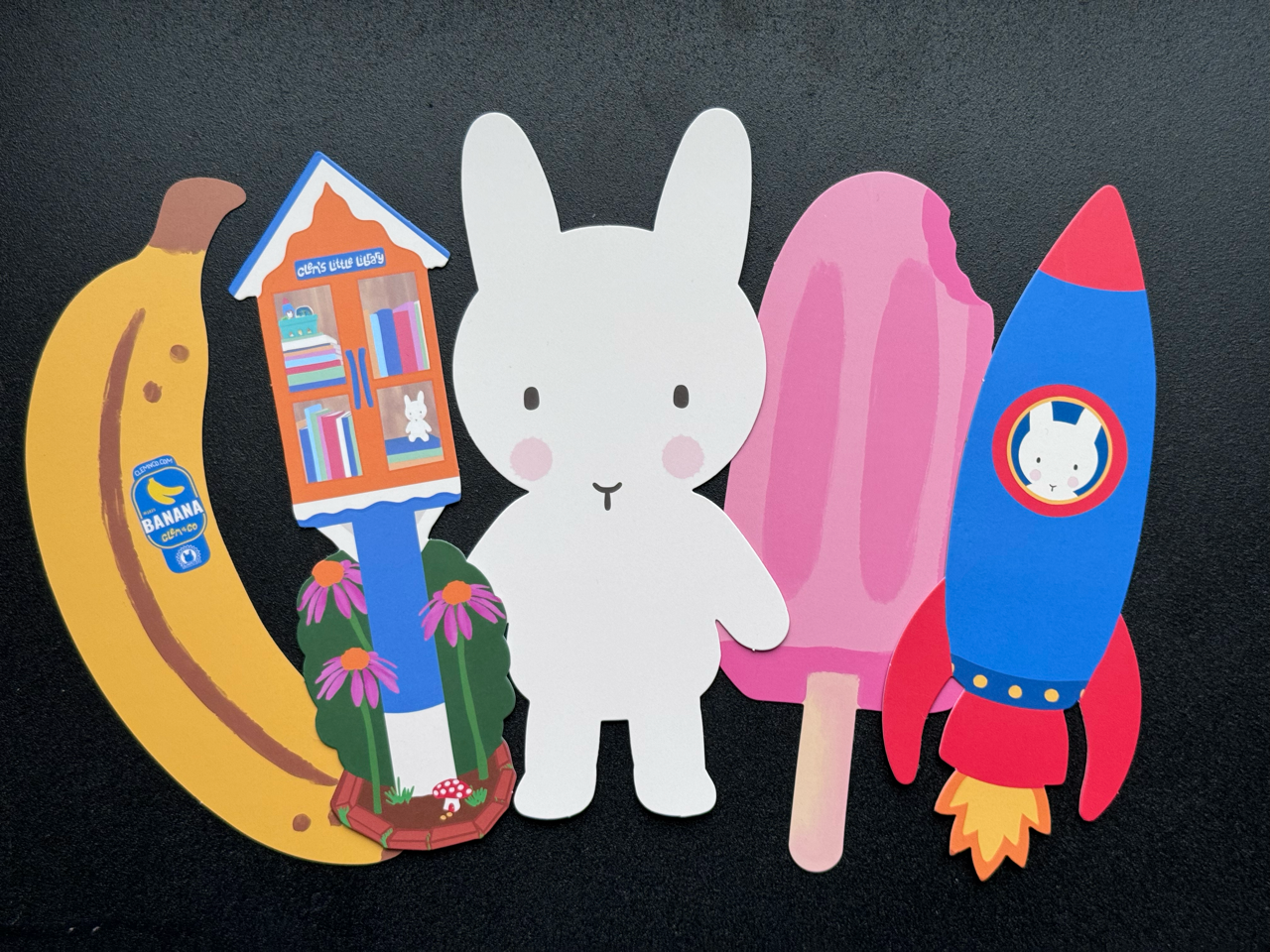 Clem the Bun Rocket Ship Bookmark