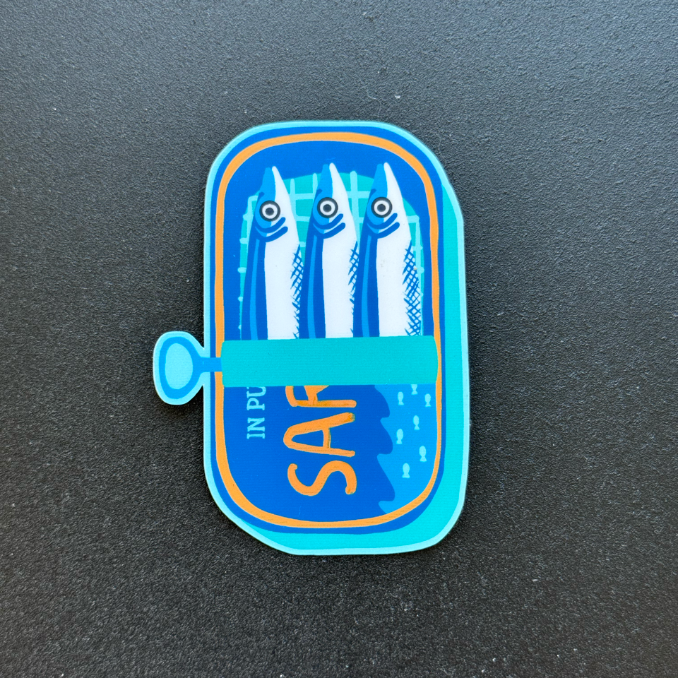 Blue Sardine Tin Sticker