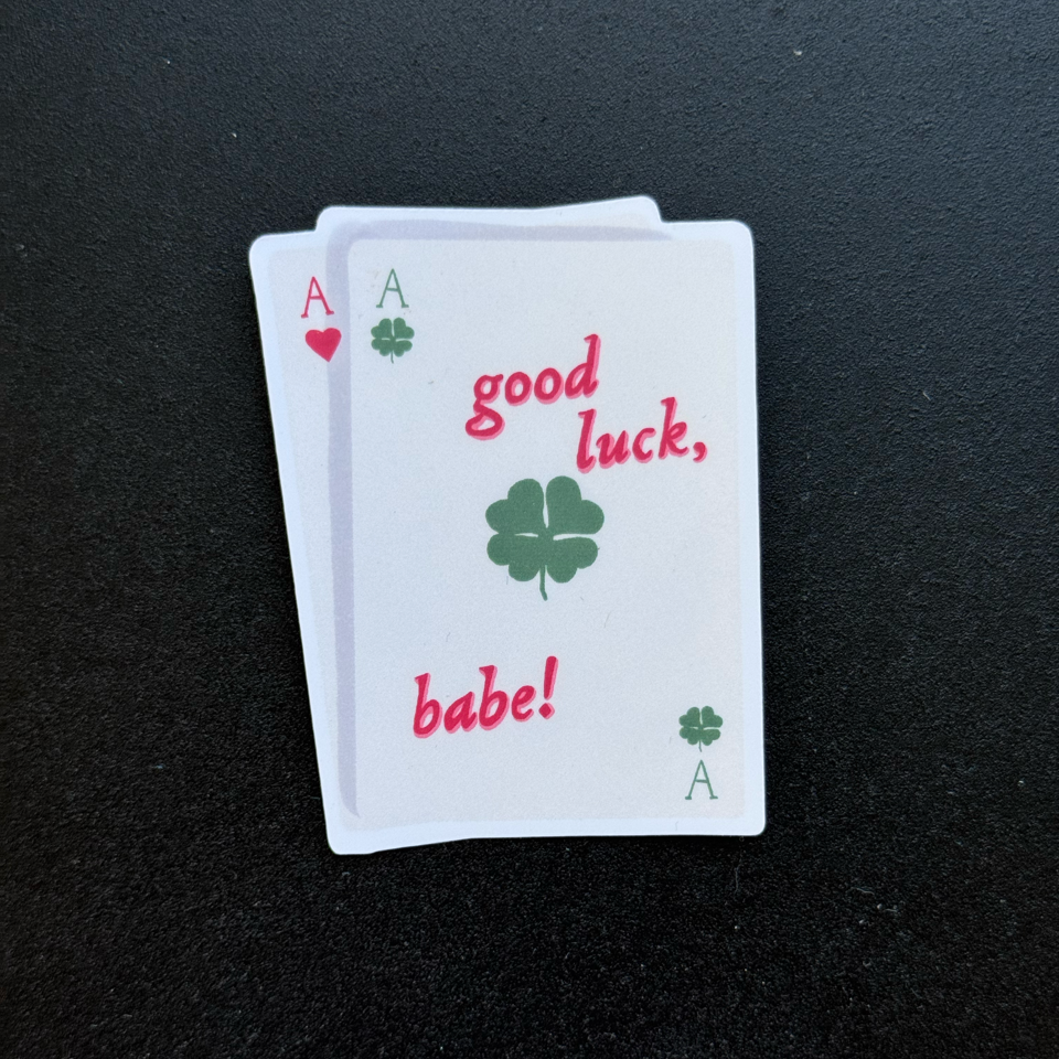 Good Luck, Babe! Playing Card Sticker