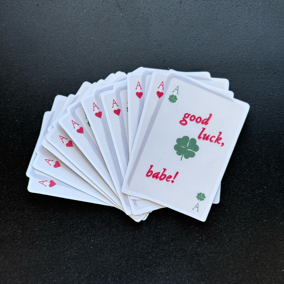 Good Luck, Babe! Playing Card Sticker