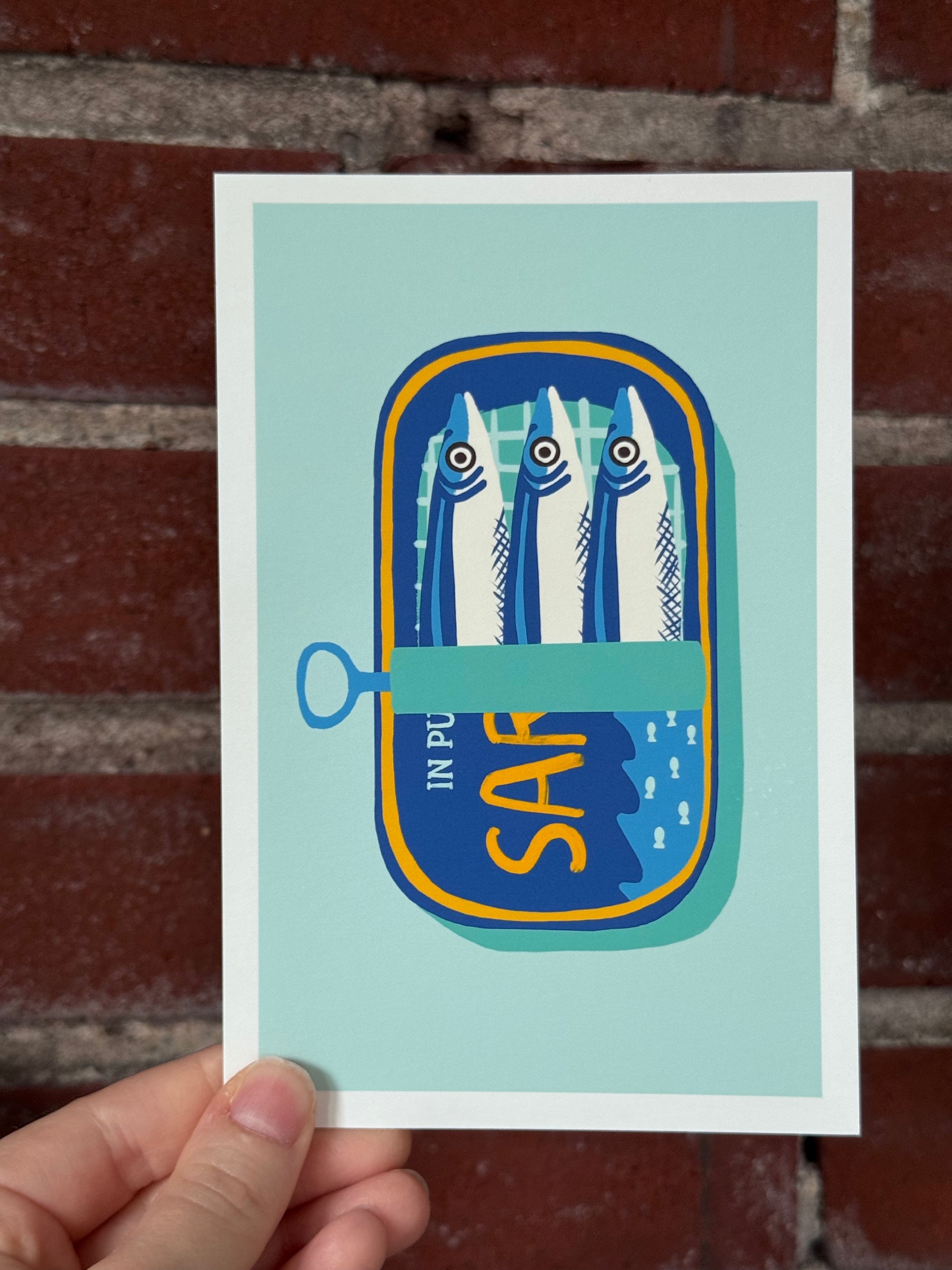 Blue Sardine Tin Print