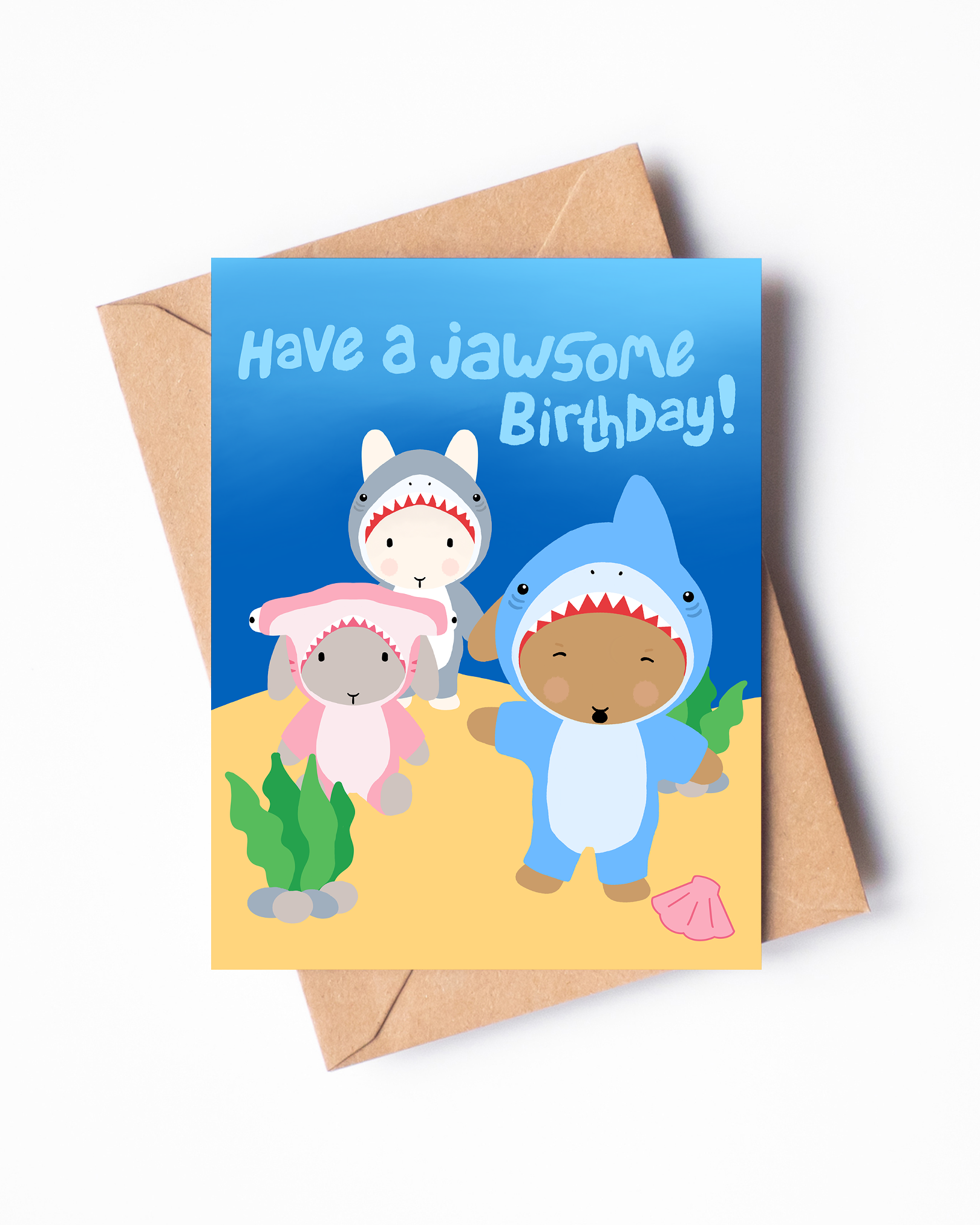 Have a Jawsome Birthday Shark Bunny Birthday Card