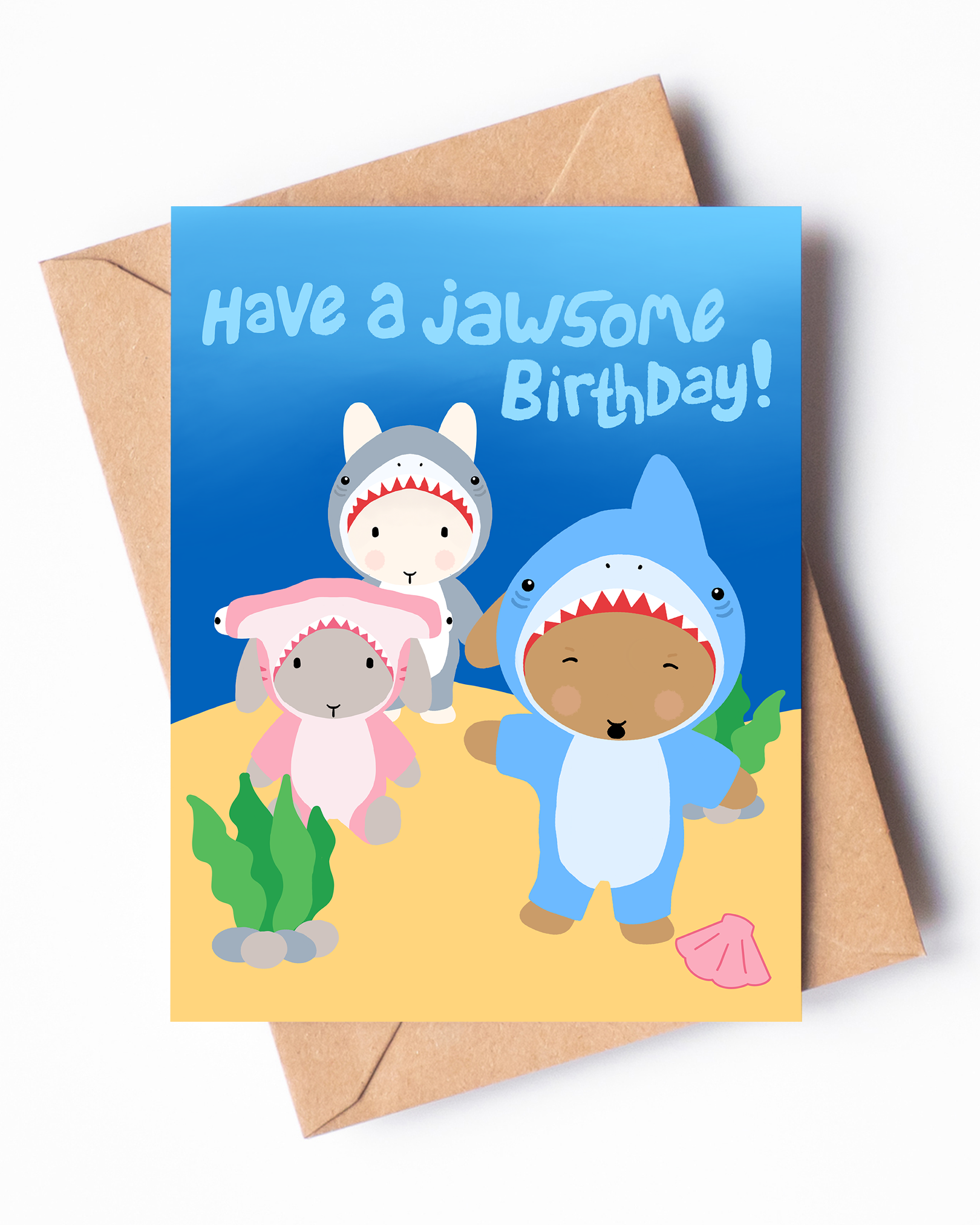 Have a Jawsome Birthday Shark Bunny Birthday Card