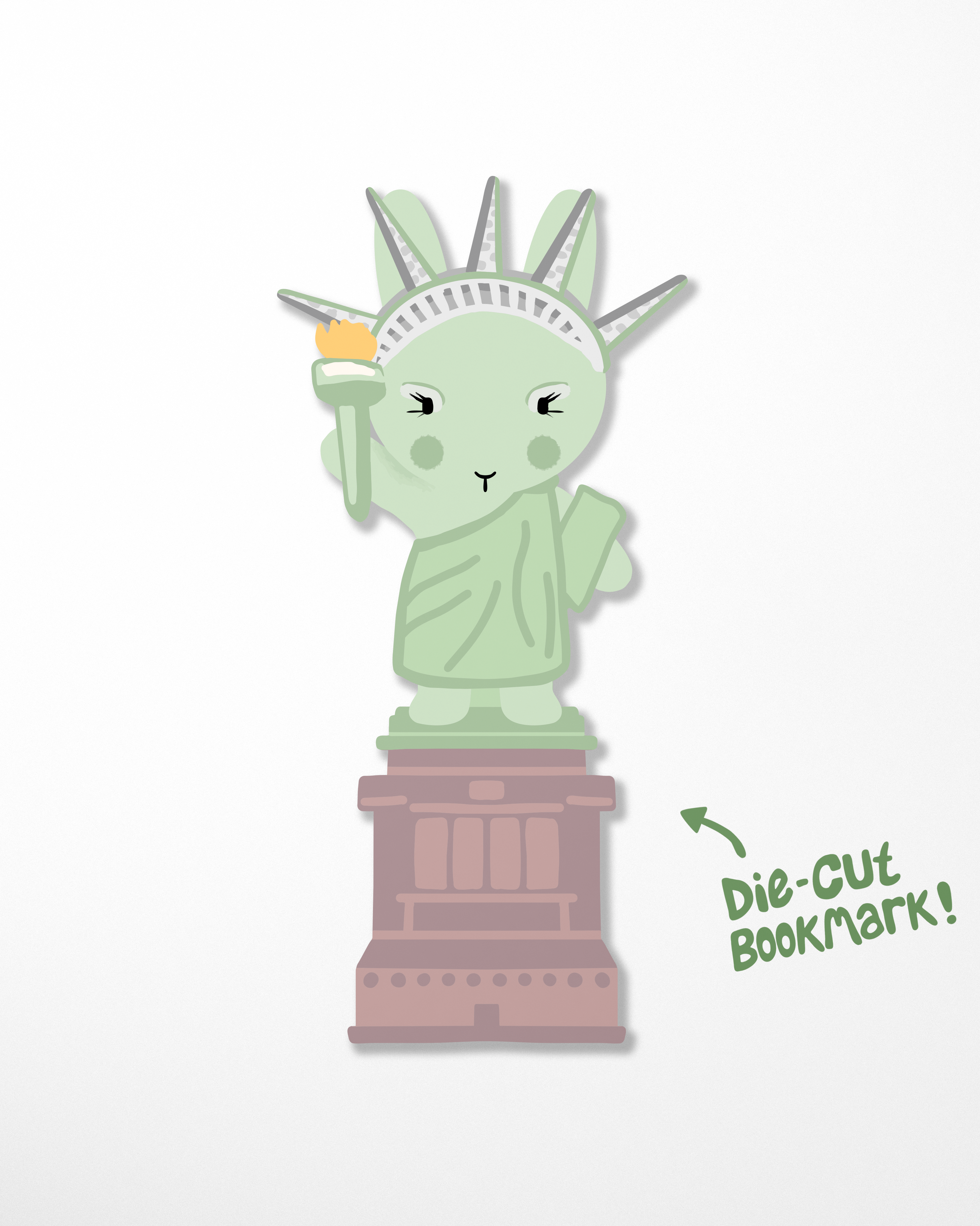 Lady Liberty Clem the Bun Bookmark, Die-Cut