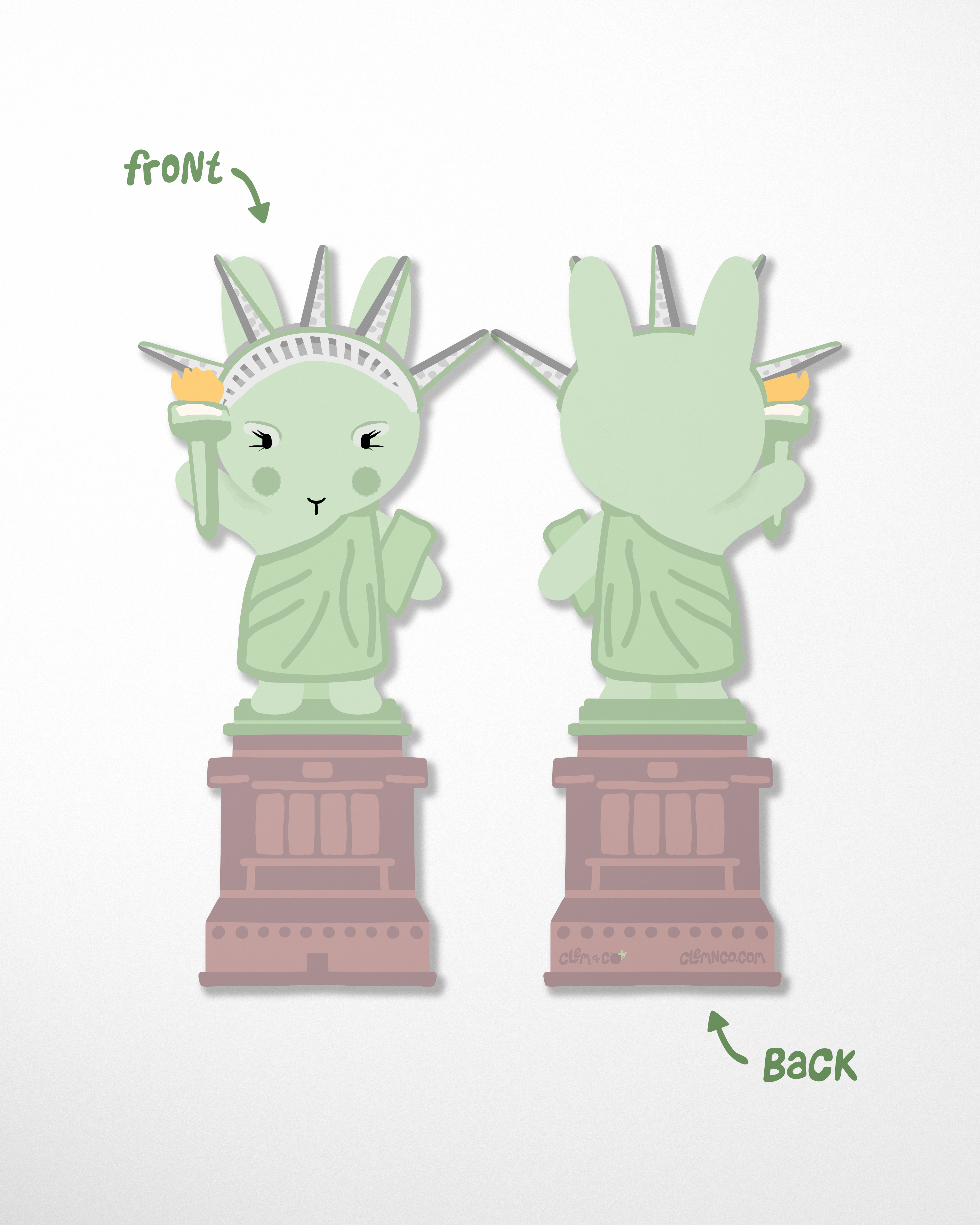 Lady Liberty Clem the Bun Bookmark, Die-Cut